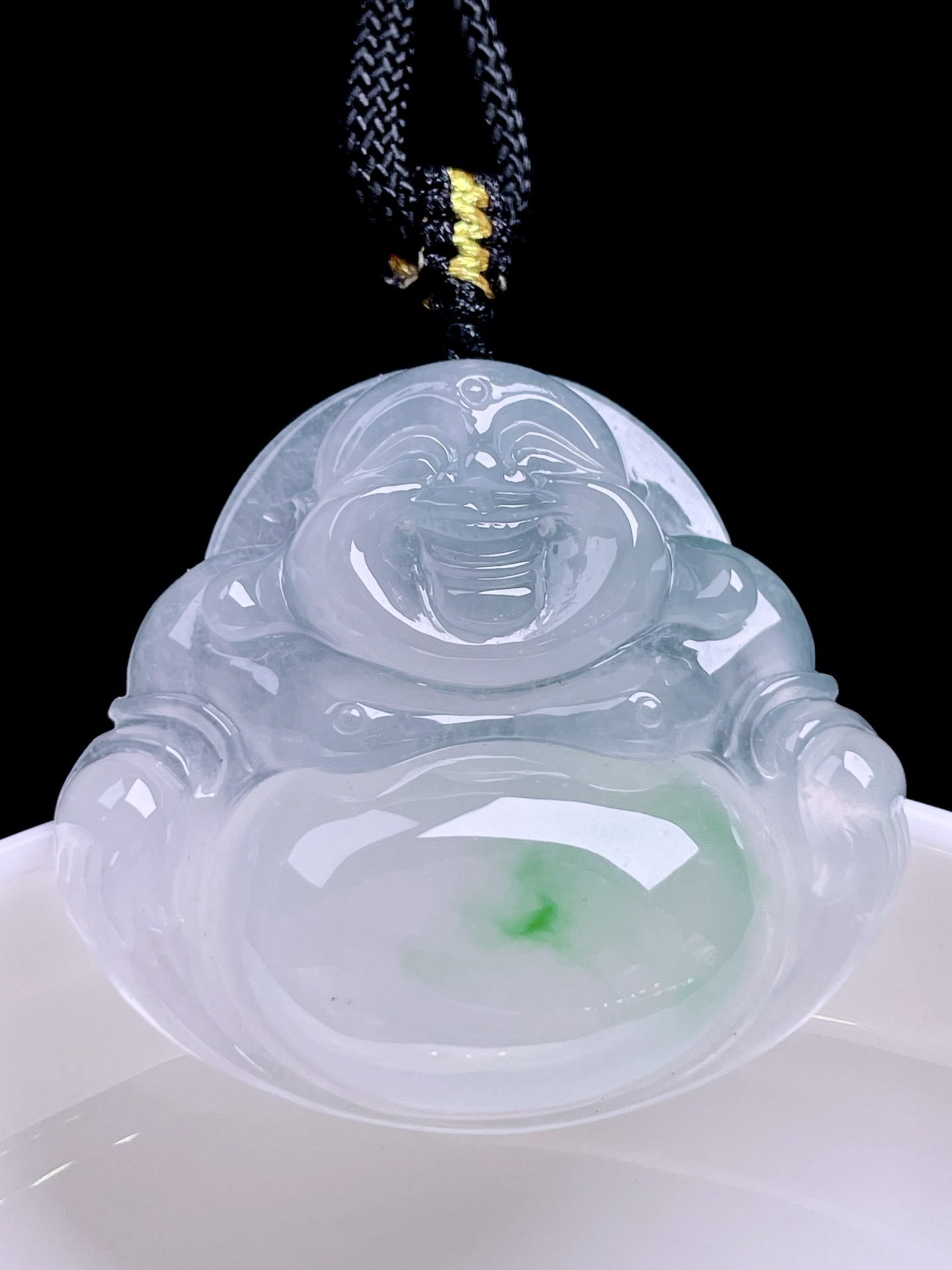 ️ 冰种绿花佛公 花色灵动，油润起光 尺寸：37.3/34.6/7.4