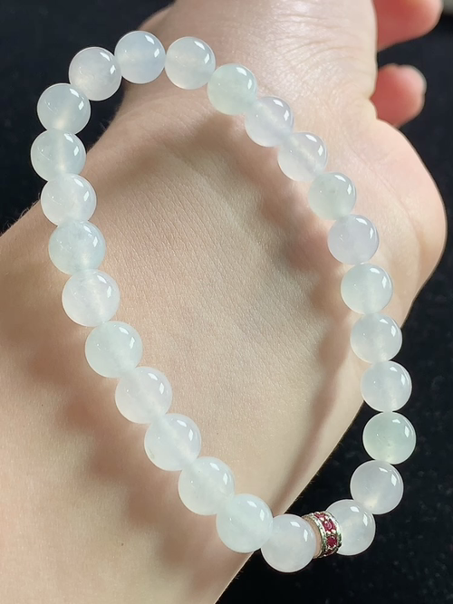 冰种玉珠手链，尺寸7.5mm，D12rzd