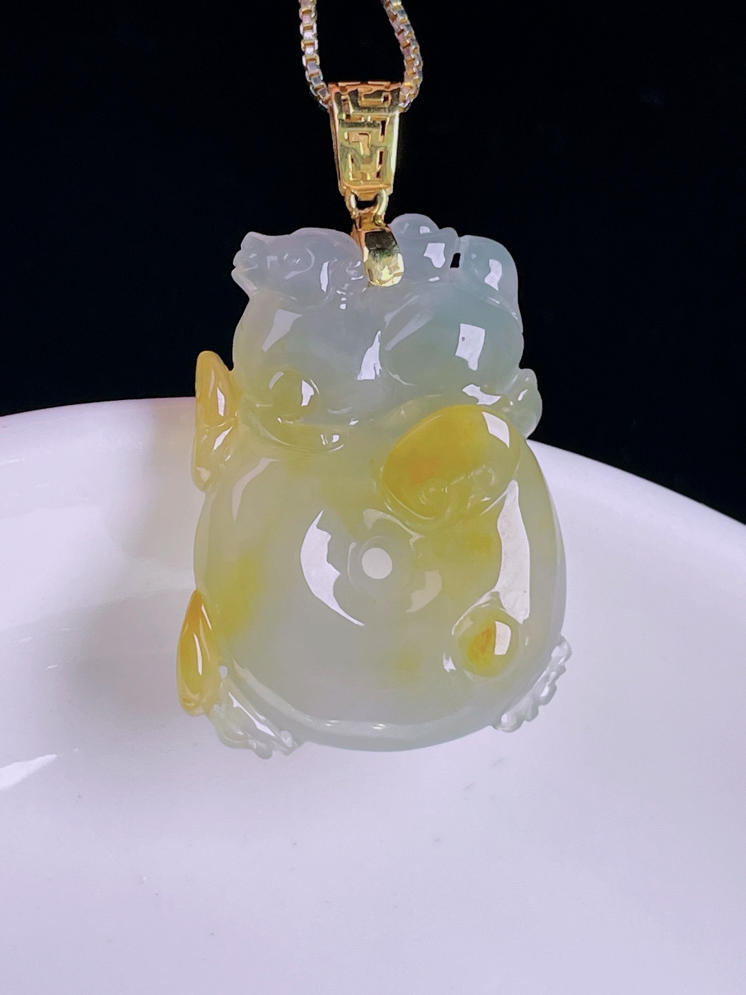 ️冰黄平安扣，老种起光，细底通透，尺寸：35.5裸石28.2/21/5.6mm0812