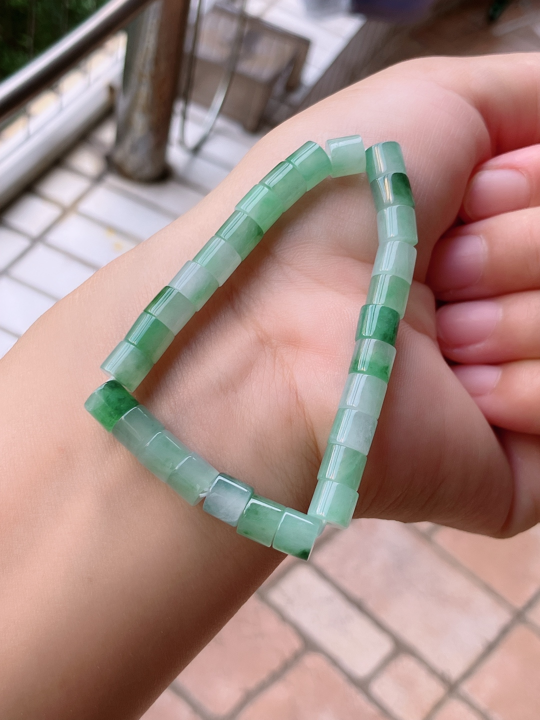 冰飘花路路通手串，晶莹剔透，尺寸7.3/6.3/自然光实拍