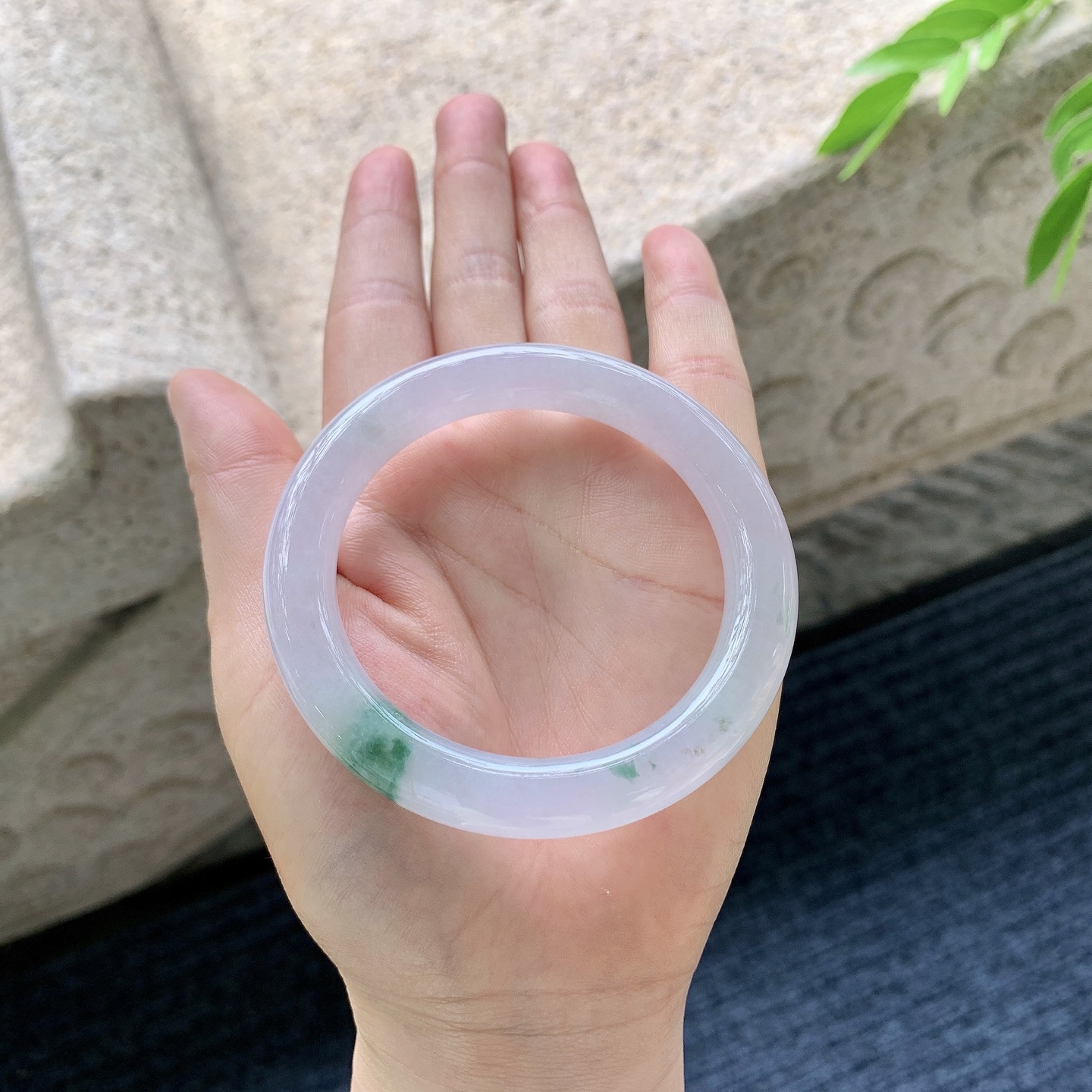 圆条52 53，圈口53.8/9.5/9.7，编码FL041271，冰紫飘绿，清透，水润，种老，细腻