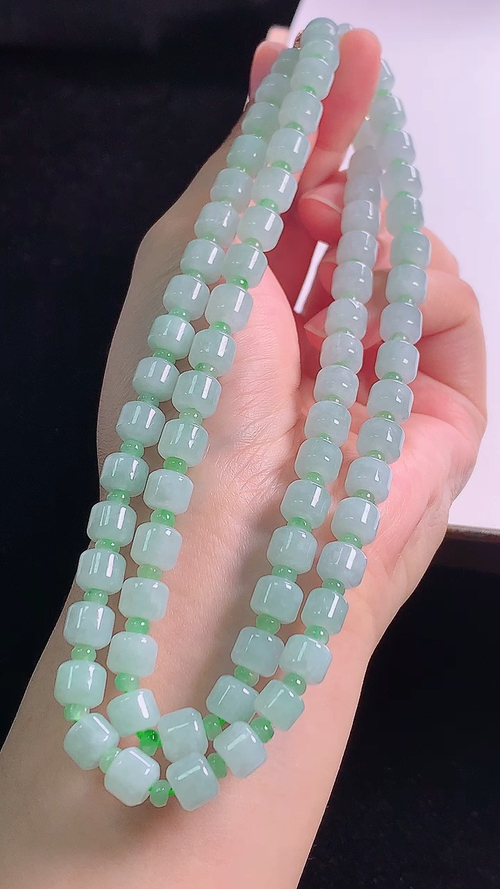 ️冰绿路路通项链，尺寸:7.3-5.9mm 10