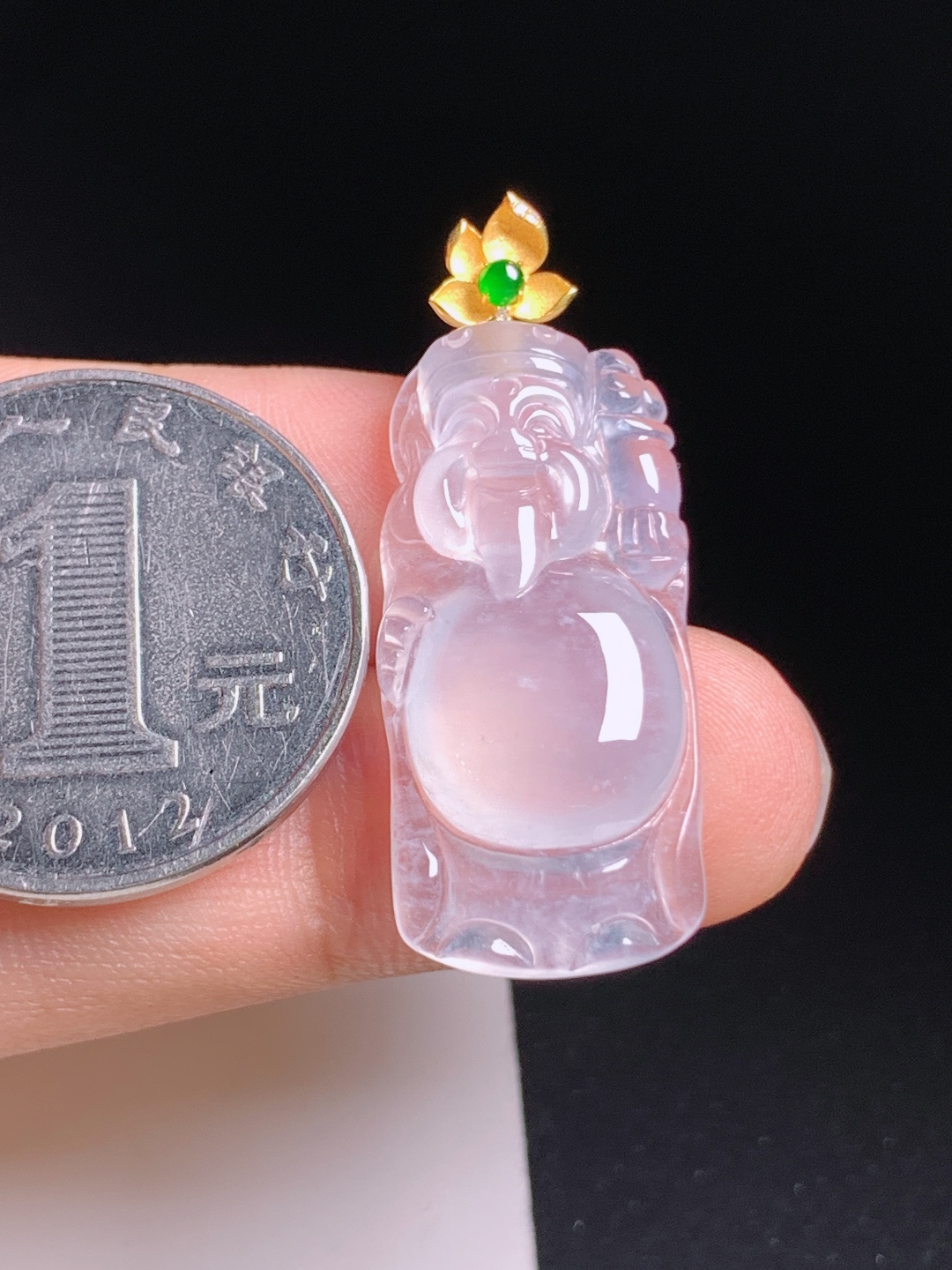 ️ 冰种财神爷吊坠，冰晶透亮，神态喜庆，招财纳福 裸石29.5-13.7-6 整体35.7 530811