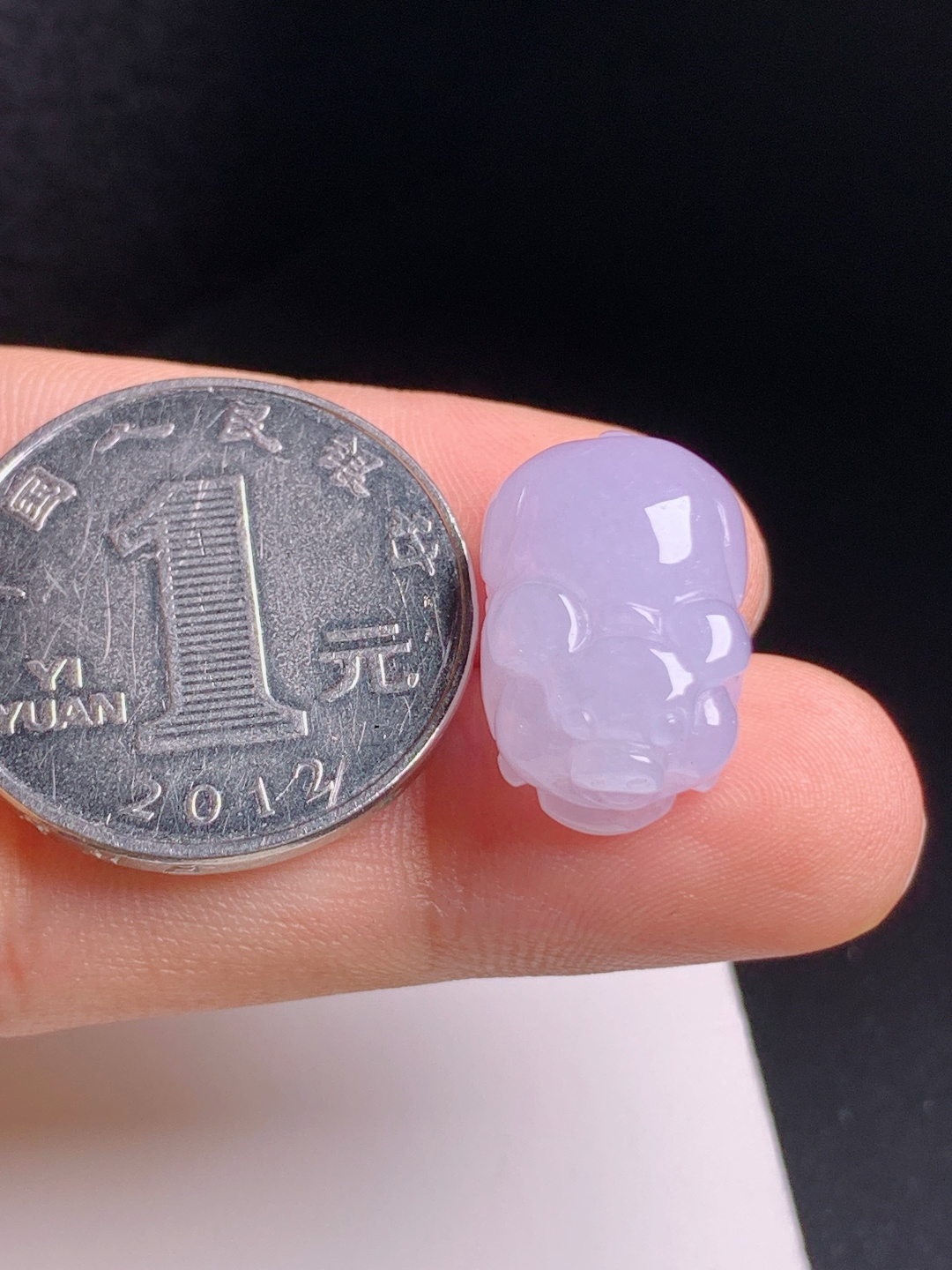 冰粉紫福猪，质地细腻，憨态可人，福气满满，裸石18.1-12.1-9.5，080812