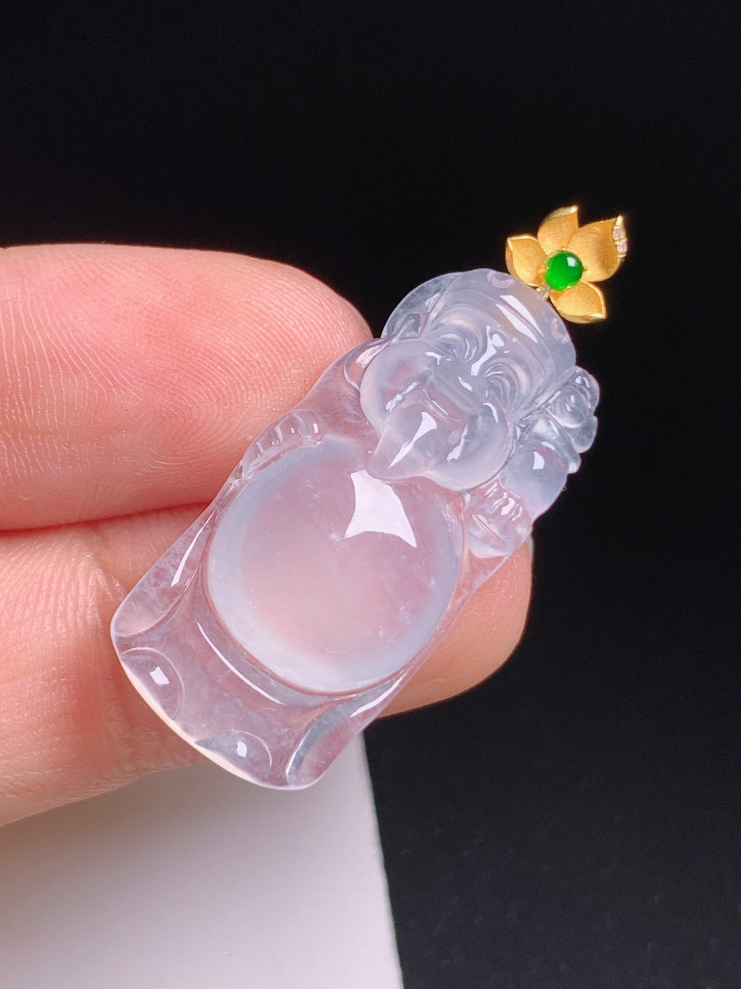 ️ 冰种财神爷吊坠，冰晶透亮，神态喜庆，招财纳福 裸石29.5-13.7-6 整体35.7 530811