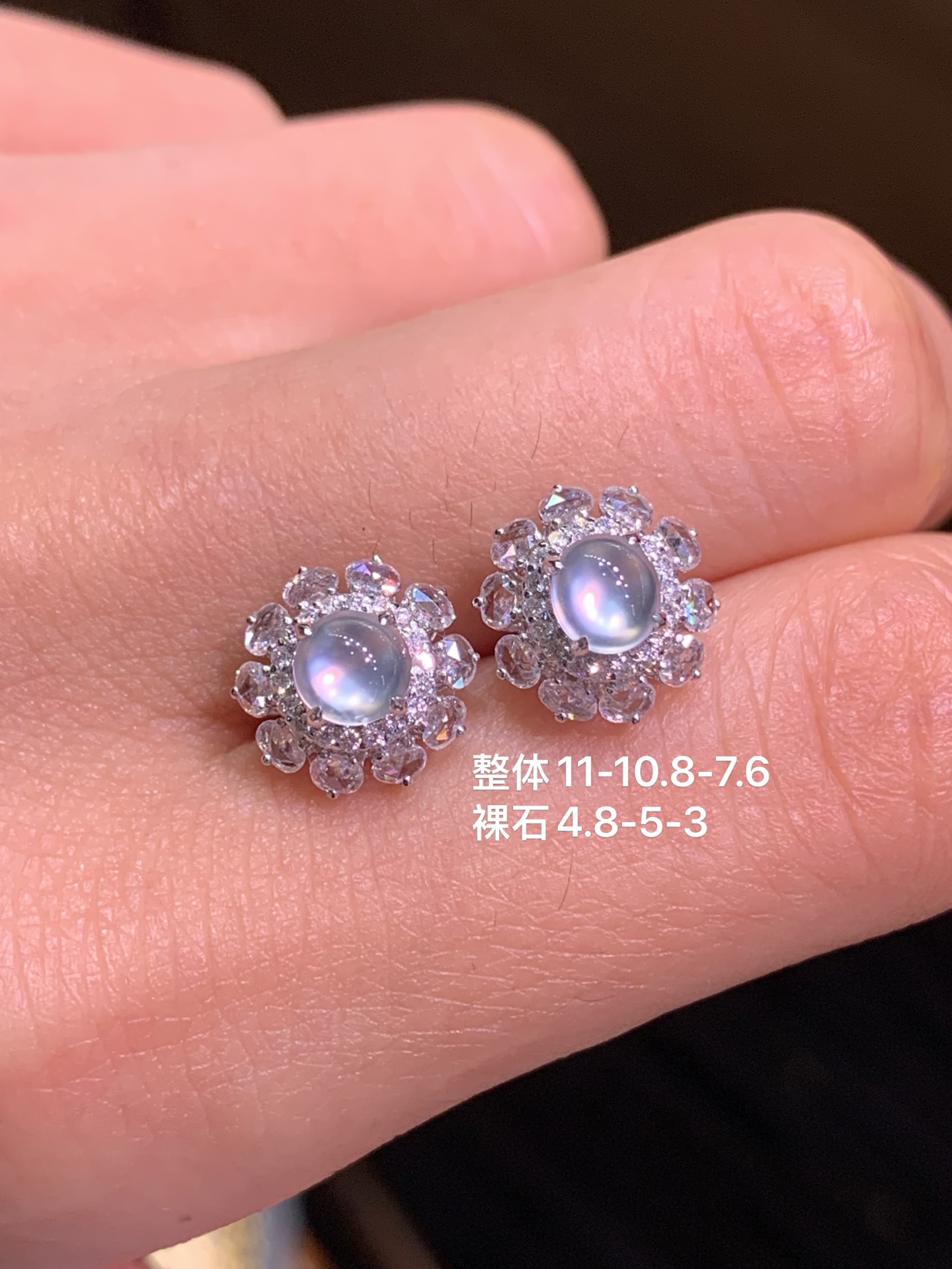 ️ 玻璃种小钢泡蛋面耳钉