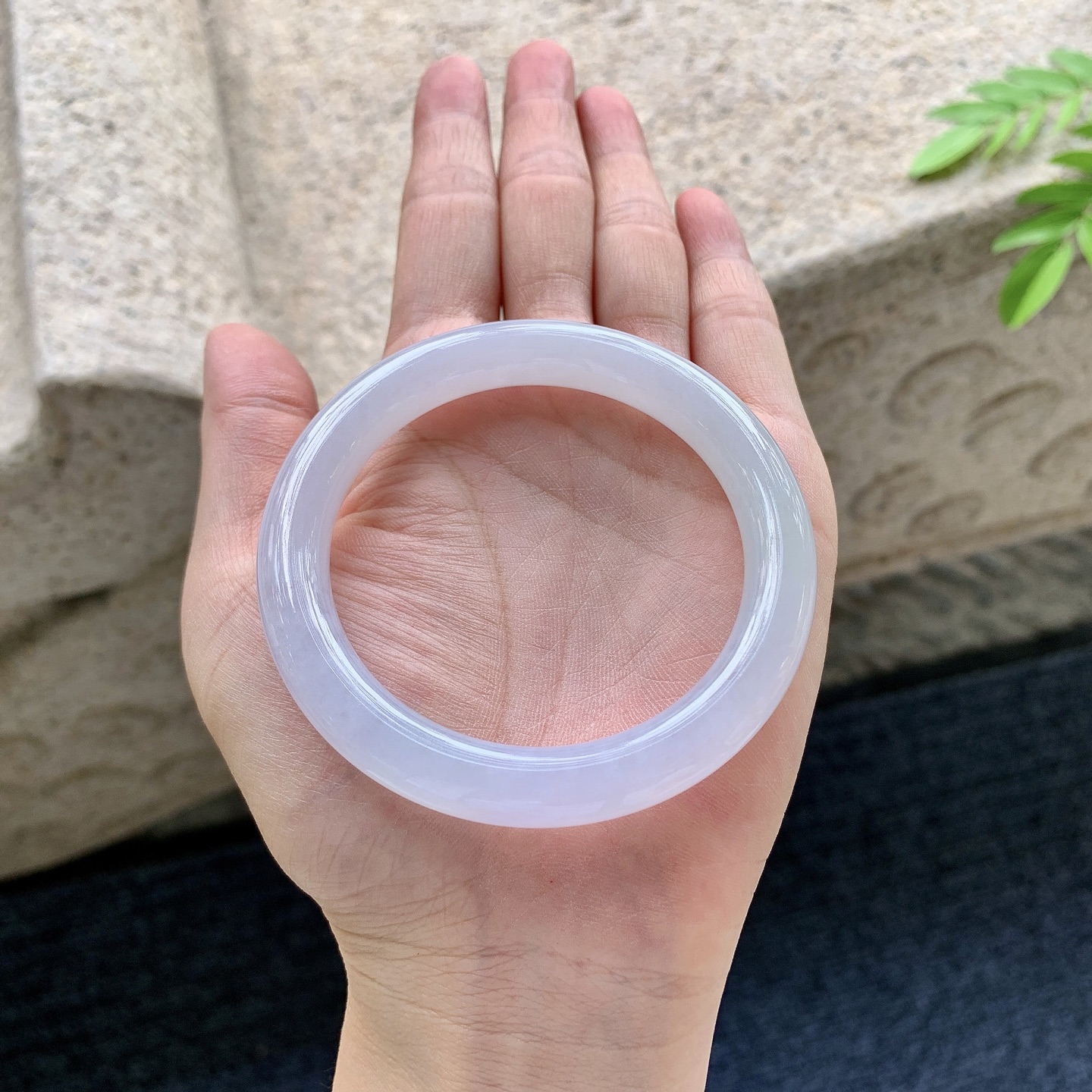 正圈52 53，圈口53.5/9/9，编码AD081415，糯冰粉紫，水润，种老，细腻，打灯有棉线
