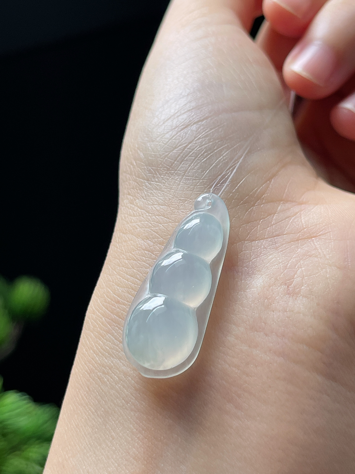 翡翠冰糯种白色细腻种质福豆