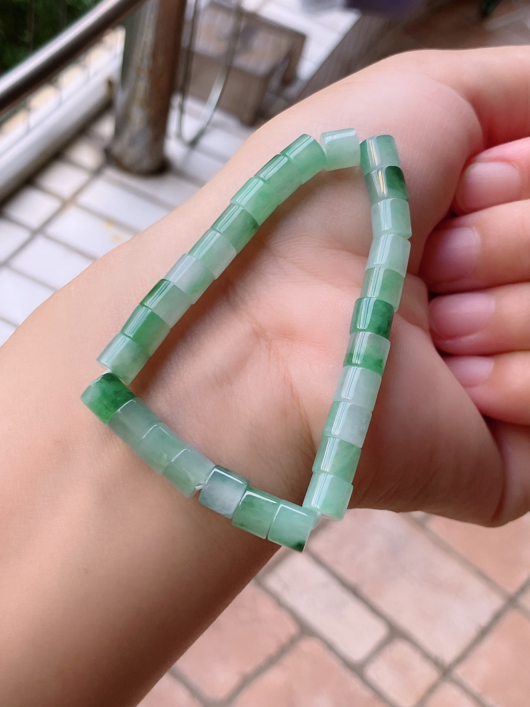 冰飘花路路通手串，晶莹剔透，尺寸7.3/6.3/自然光实拍
