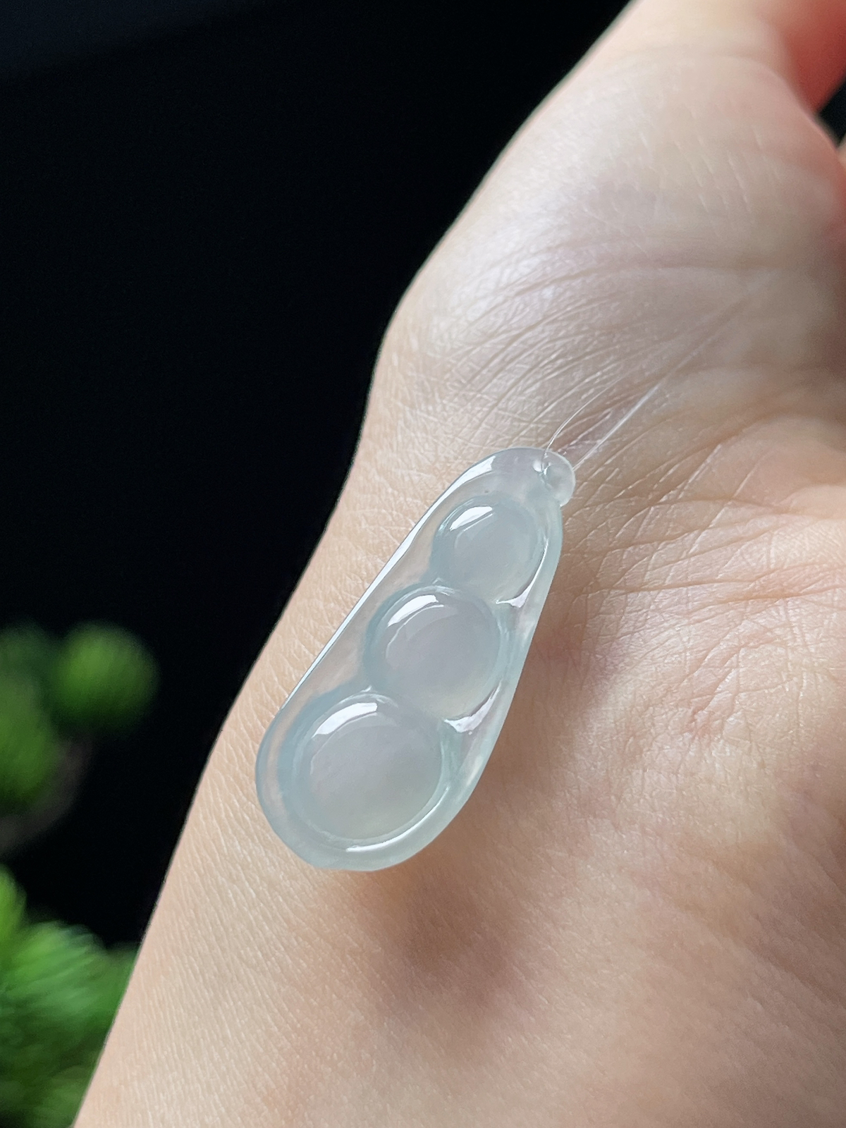 翡翠冰糯种白色细腻种质福豆
