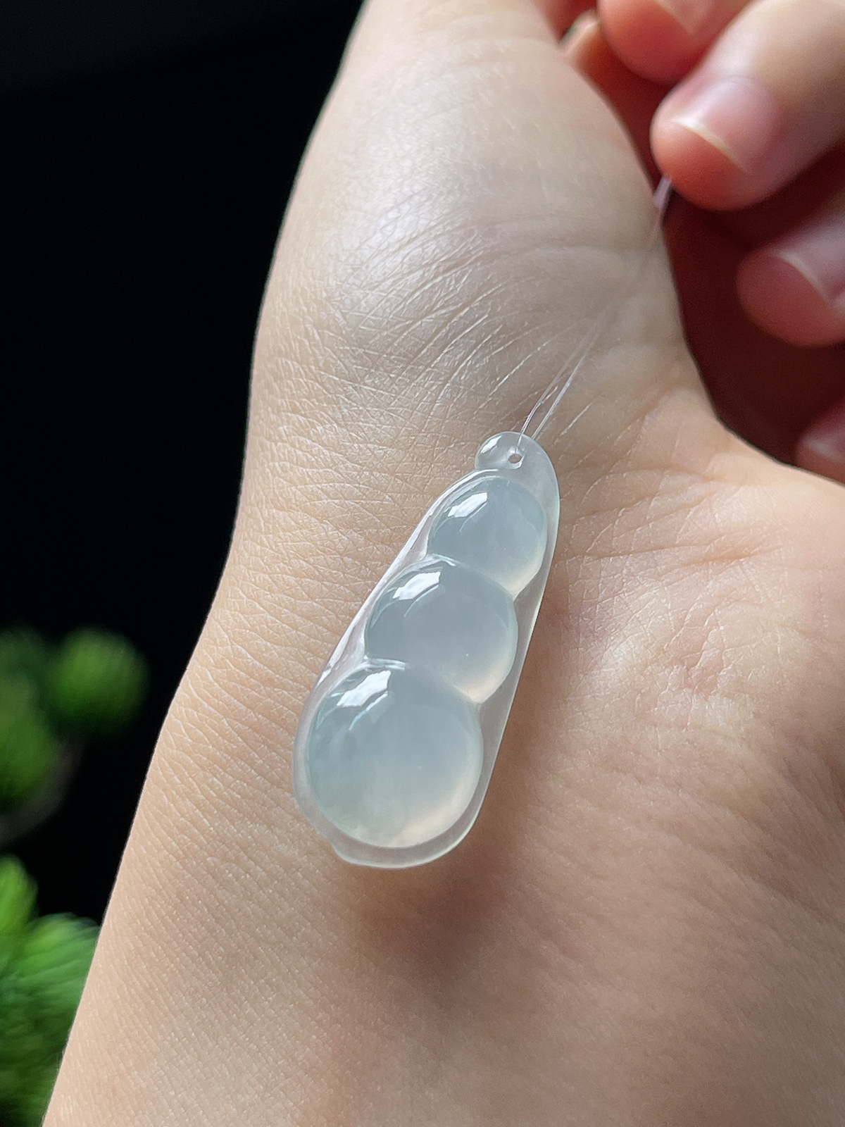 翡翠冰糯种白色细腻种质福豆