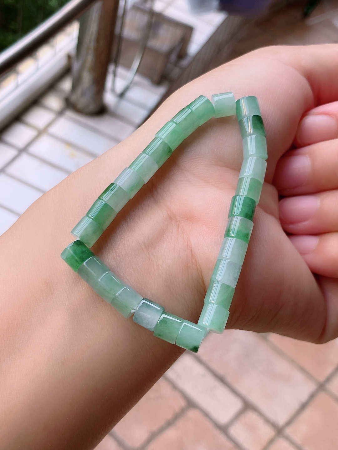 冰飘花路路通手串，晶莹剔透，尺寸7.3/6.3/自然光实拍