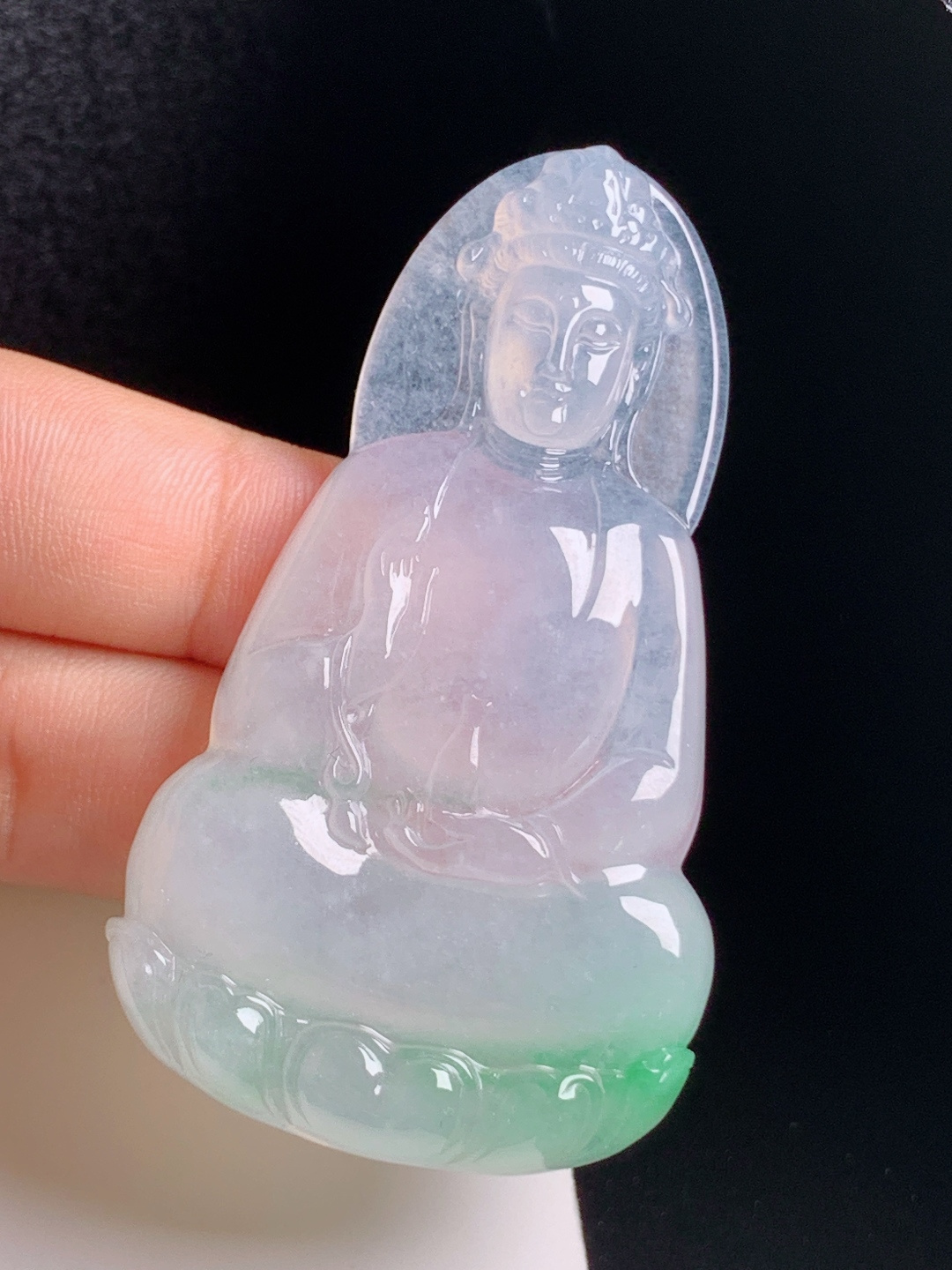 ️ 冰种飘绿观音，莹润起光，面相温婉，静心纳福 080812