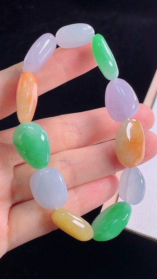 ️多彩原石手链，尺寸:20.8-14.1-8.2mm 10