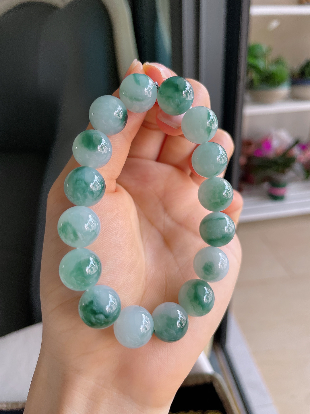 ️，天然翡翠A货，冰蓝水手串，尺寸：9.8mm。【编3687】