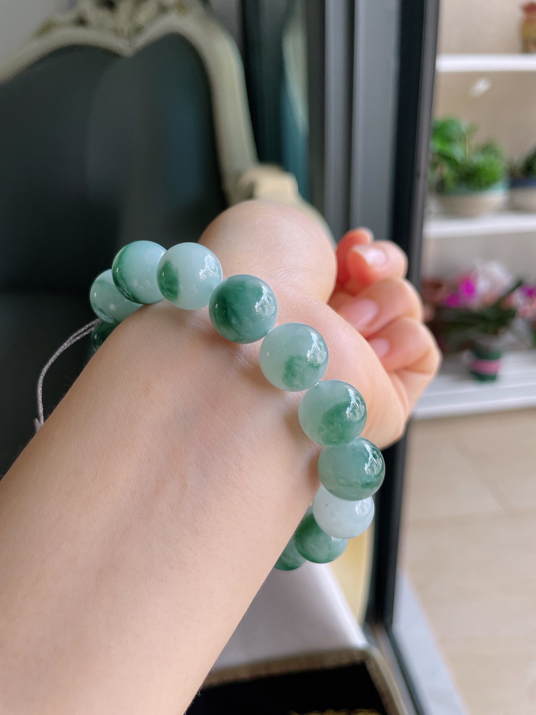 ️，天然翡翠A货，冰蓝水手串，尺寸：9.8mm。【编3687】