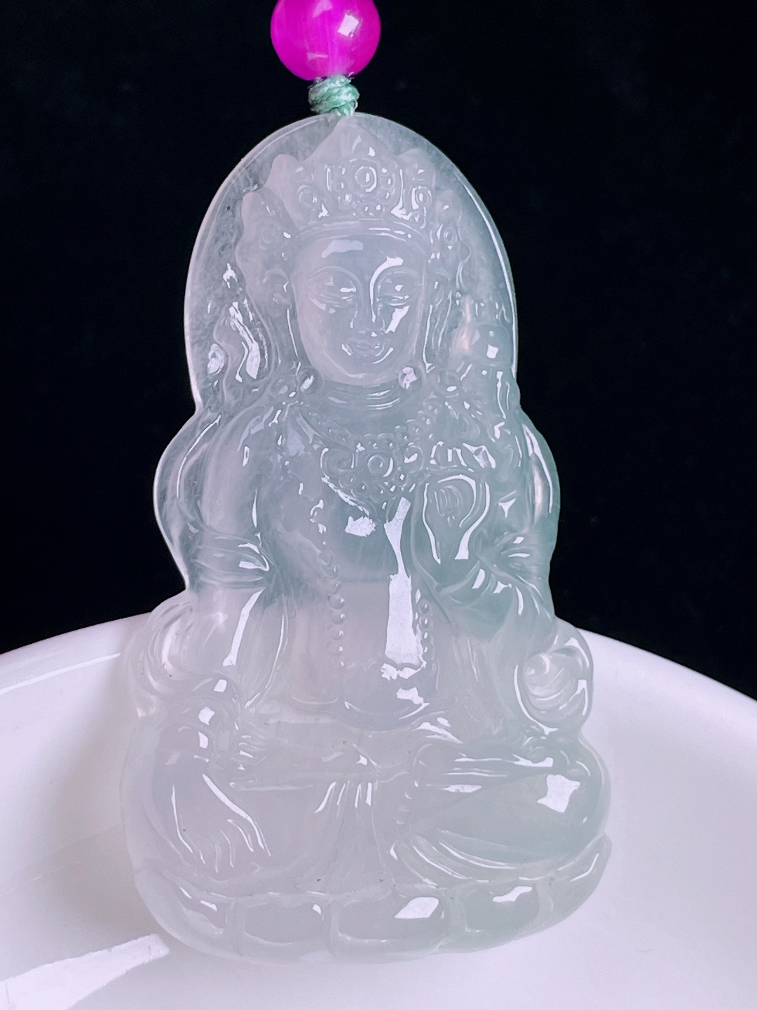 ️冰种度母，老种起光，细底通透，尺寸：51.5/30.4/5mm0814