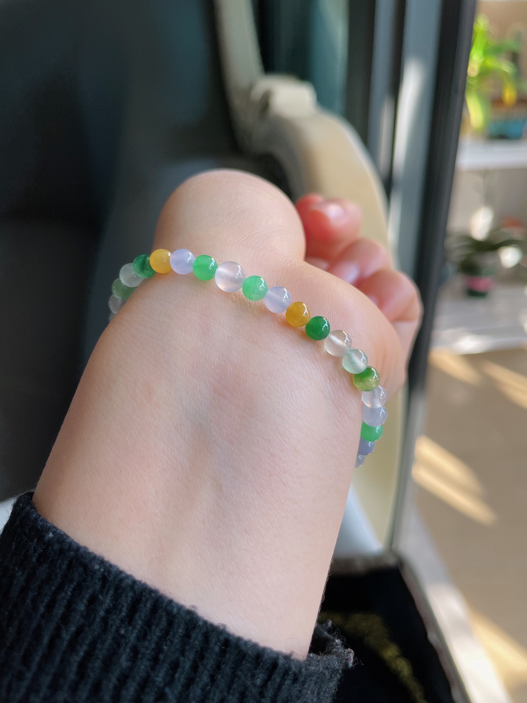 实，缅甸天然翡翠A货，冰多宝手串，尺寸：4.6mm。【编3525】