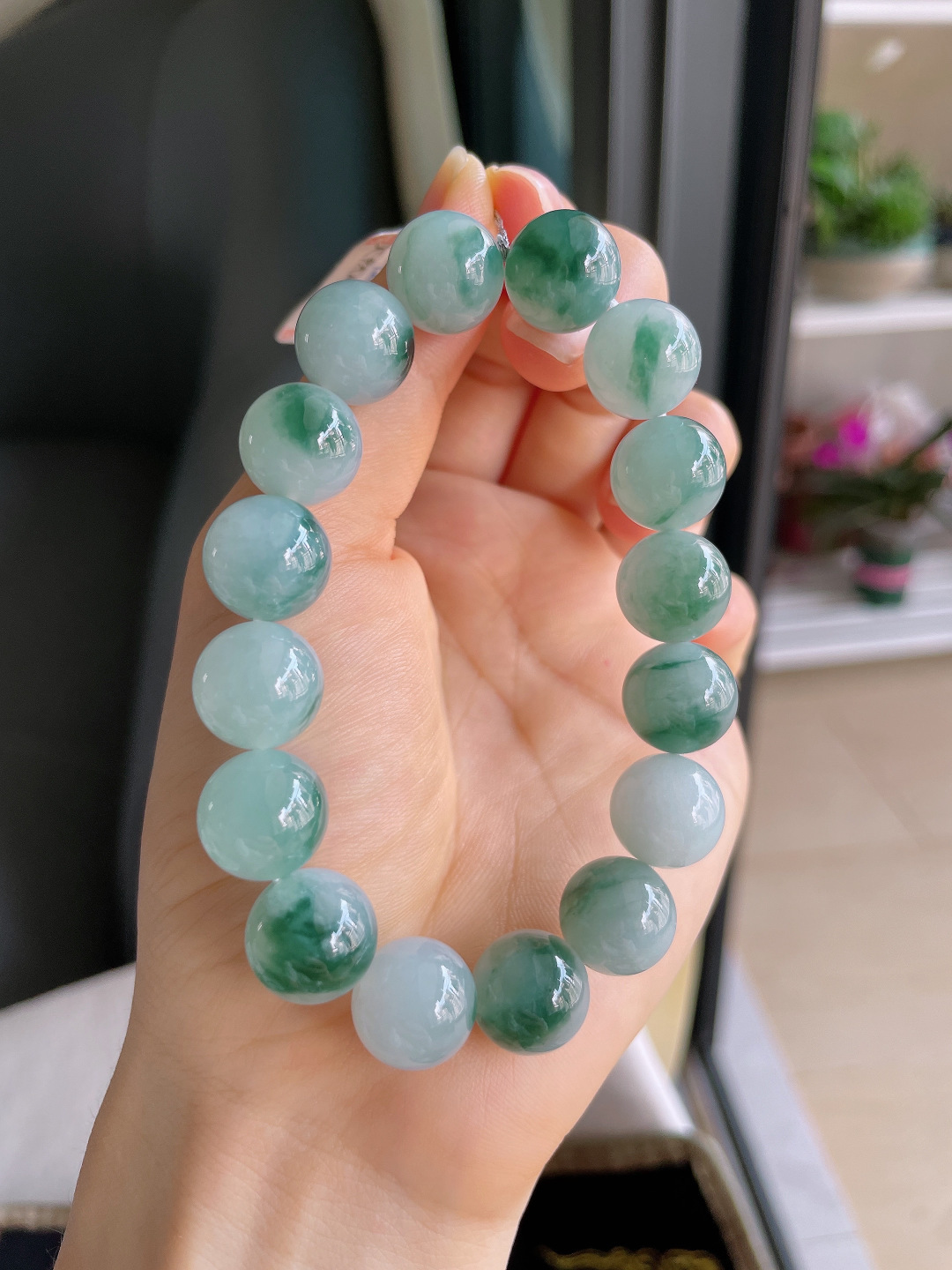 ️，天然翡翠A货，冰蓝水手串，尺寸：9.8mm。【编3687】
