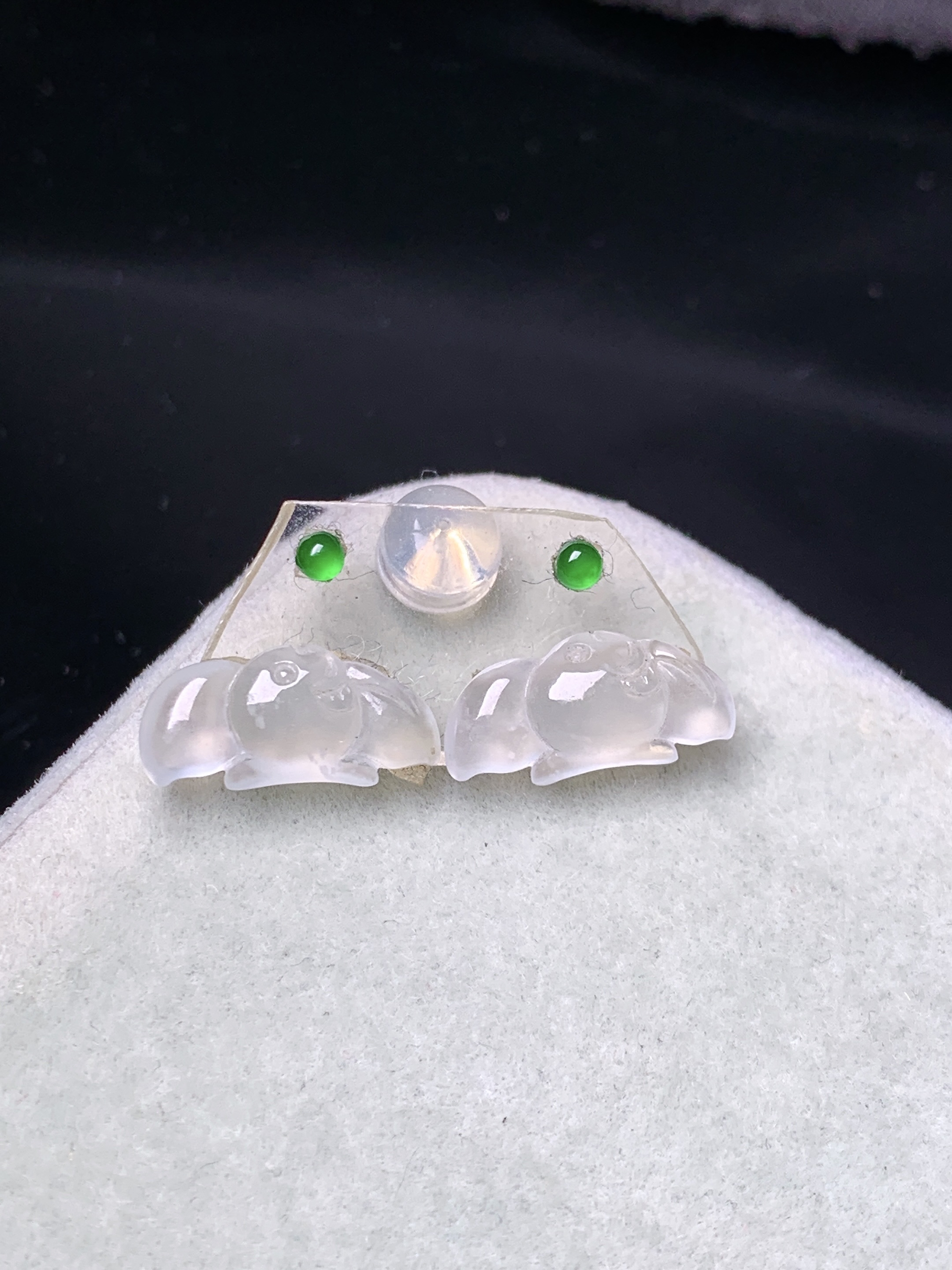 镶嵌款 冰种金鱼一对 玉质细腻 色泽艳丽清新 水润亮眼 整体尺寸5.8*12.5*3 2x