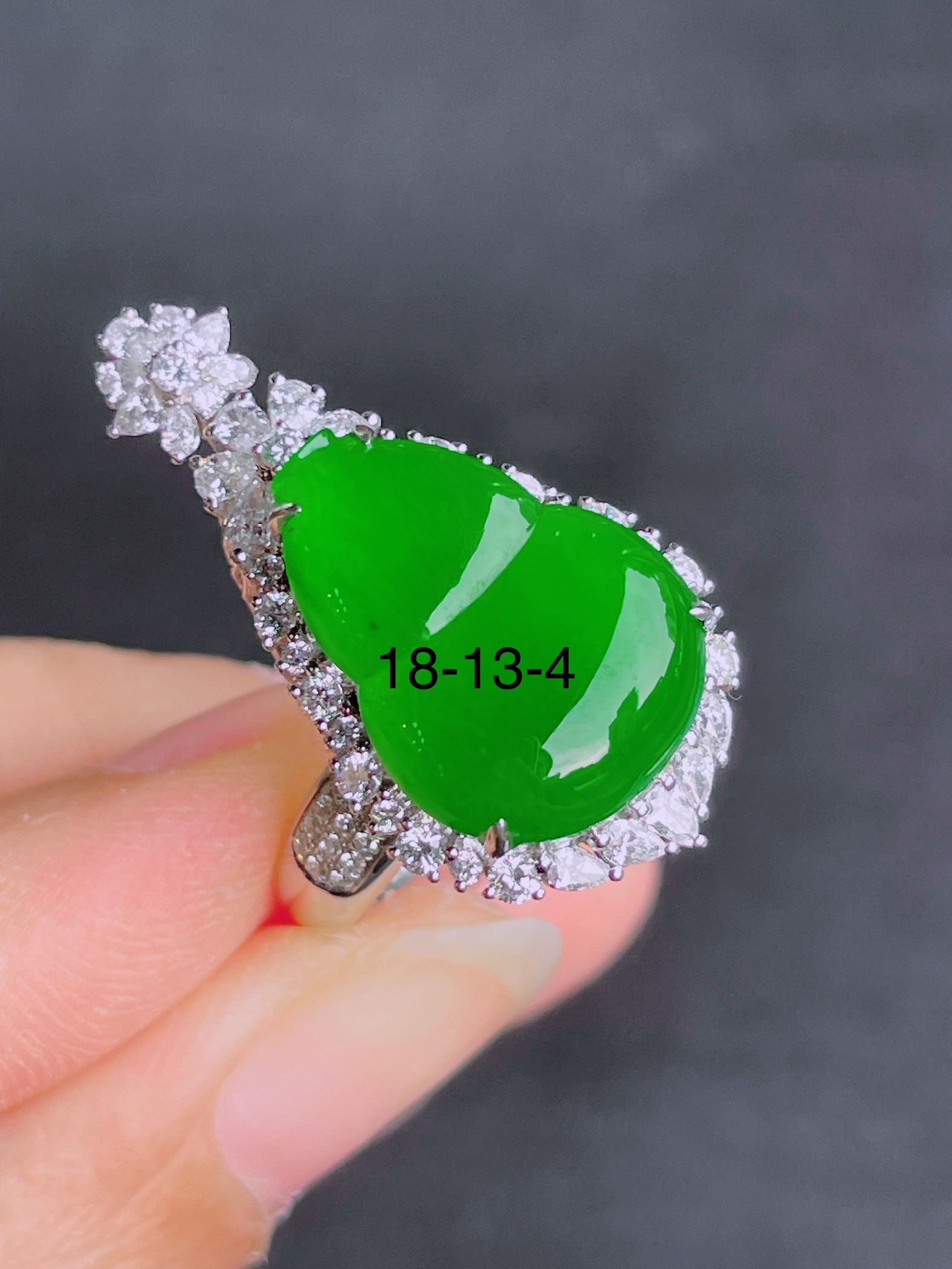 ️高冰绿葫芦戒指 晶莹剔透，新颖时尚，品相，18-13-4