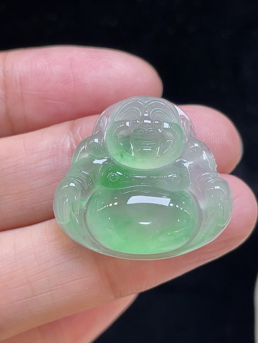️【高冰飘绿，佛】大件饱满，通透水润，玉质细腻，翠色鲜艳，25.0-23.7-6.4