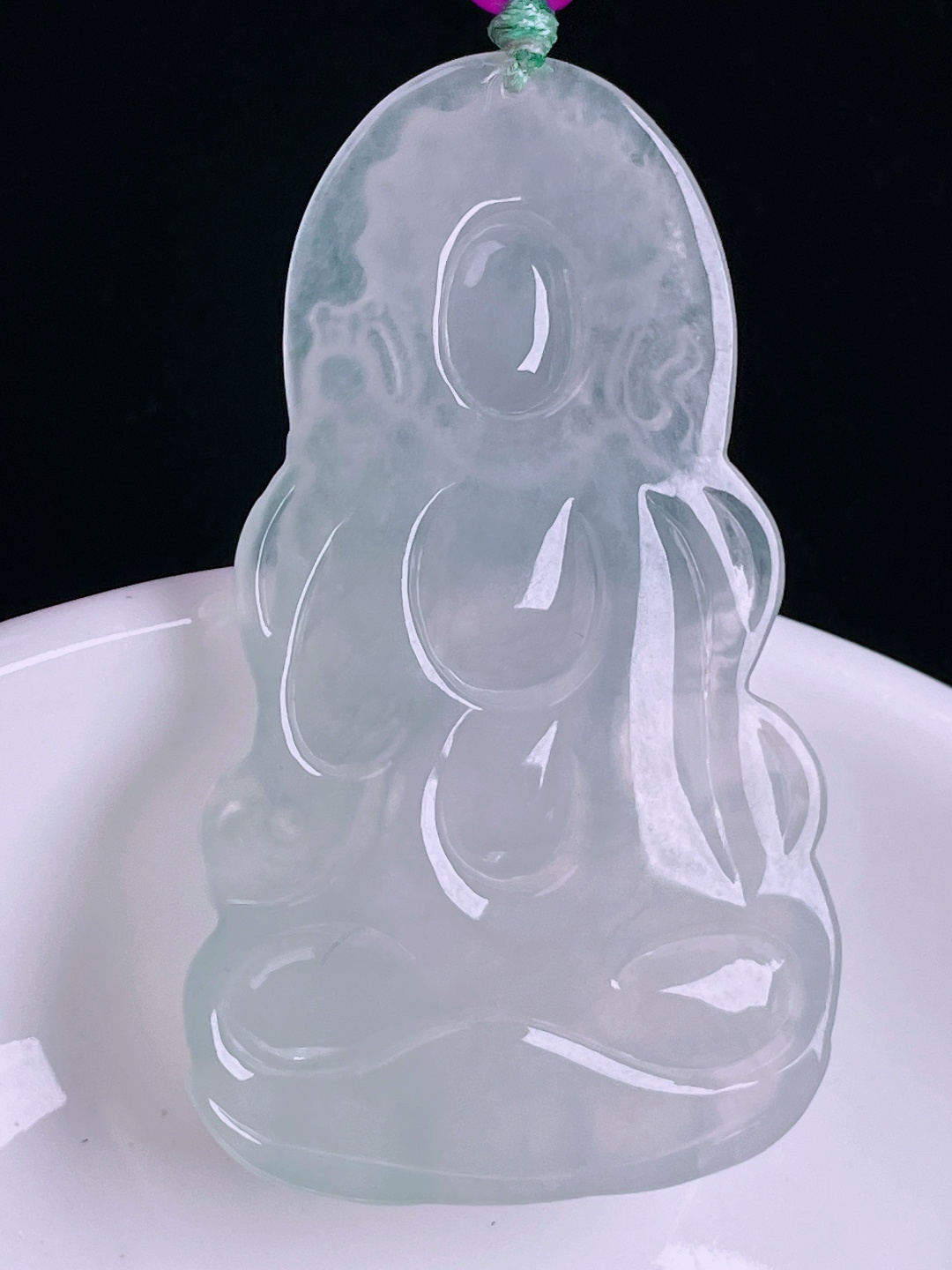 ️冰种度母，老种起光，细底通透，尺寸：51.5/30.4/5mm0814