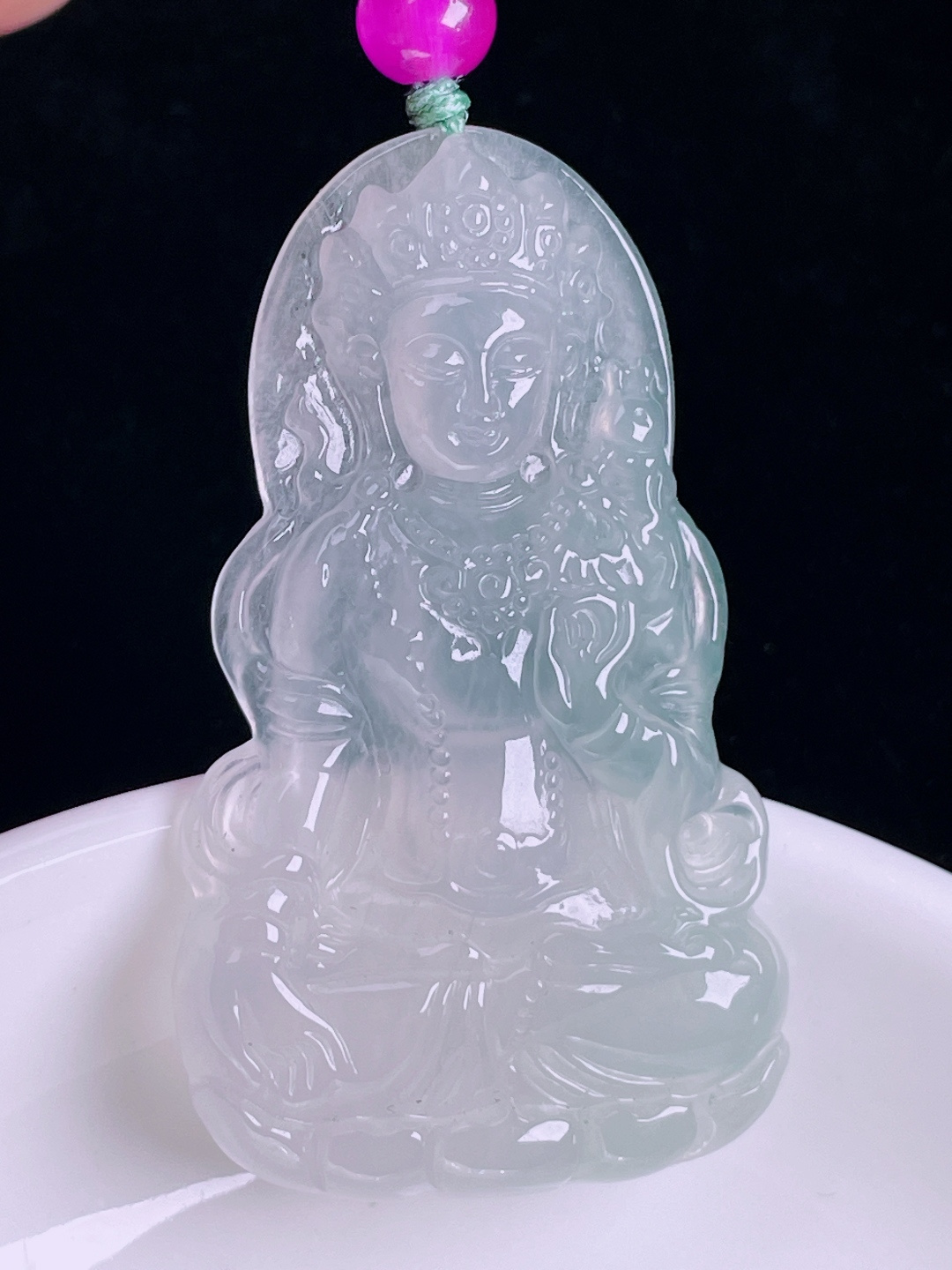 ️冰种度母，老种起光，细底通透，尺寸：51.5/30.4/5mm0814