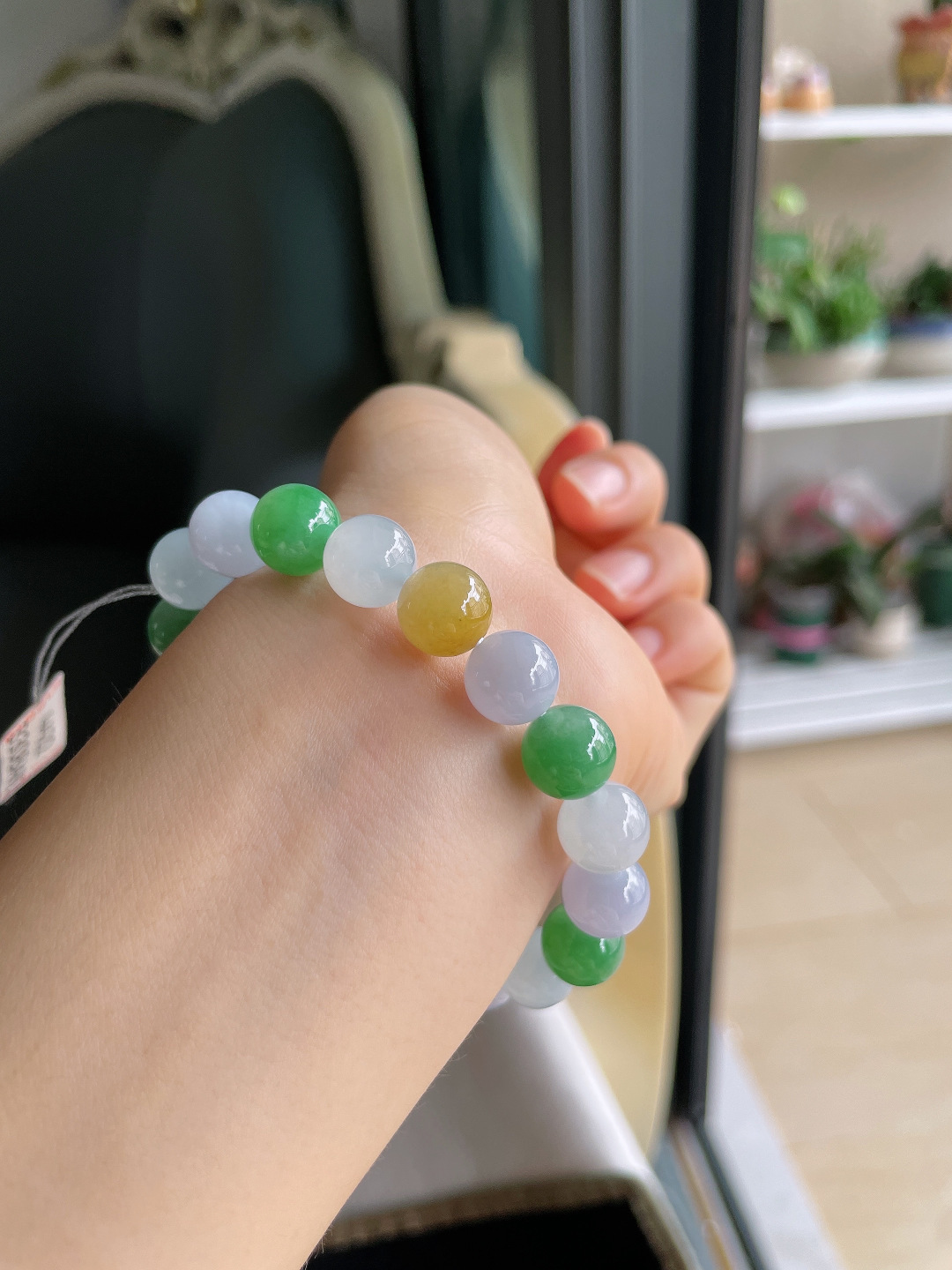天然翡翠A货，冰多宝手串，尺寸：10mm。【编4422】