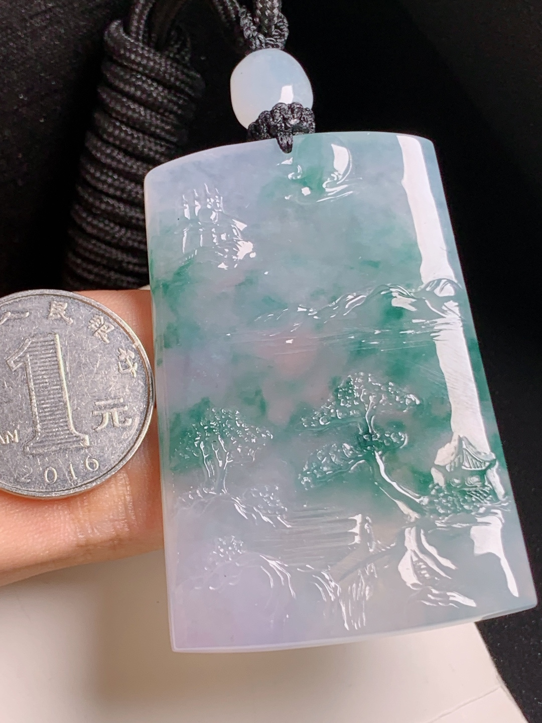 ️ 冰飘花山水牌挂件冰润飘翠，意境悠远，清雅大气
