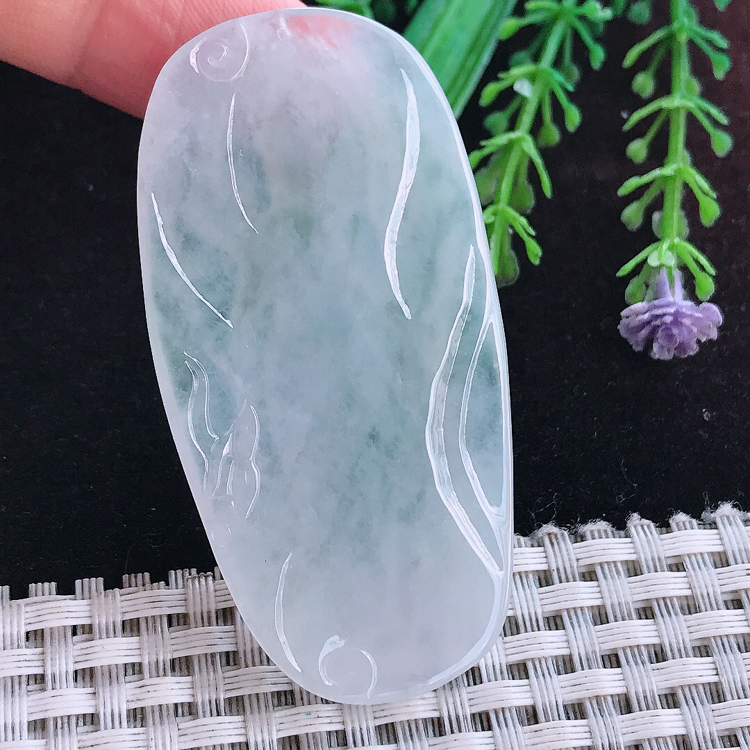 实拍A货翡翠60/30/4.5老坑冰润白月光赐福观音吊坠翡翠玉挂件
