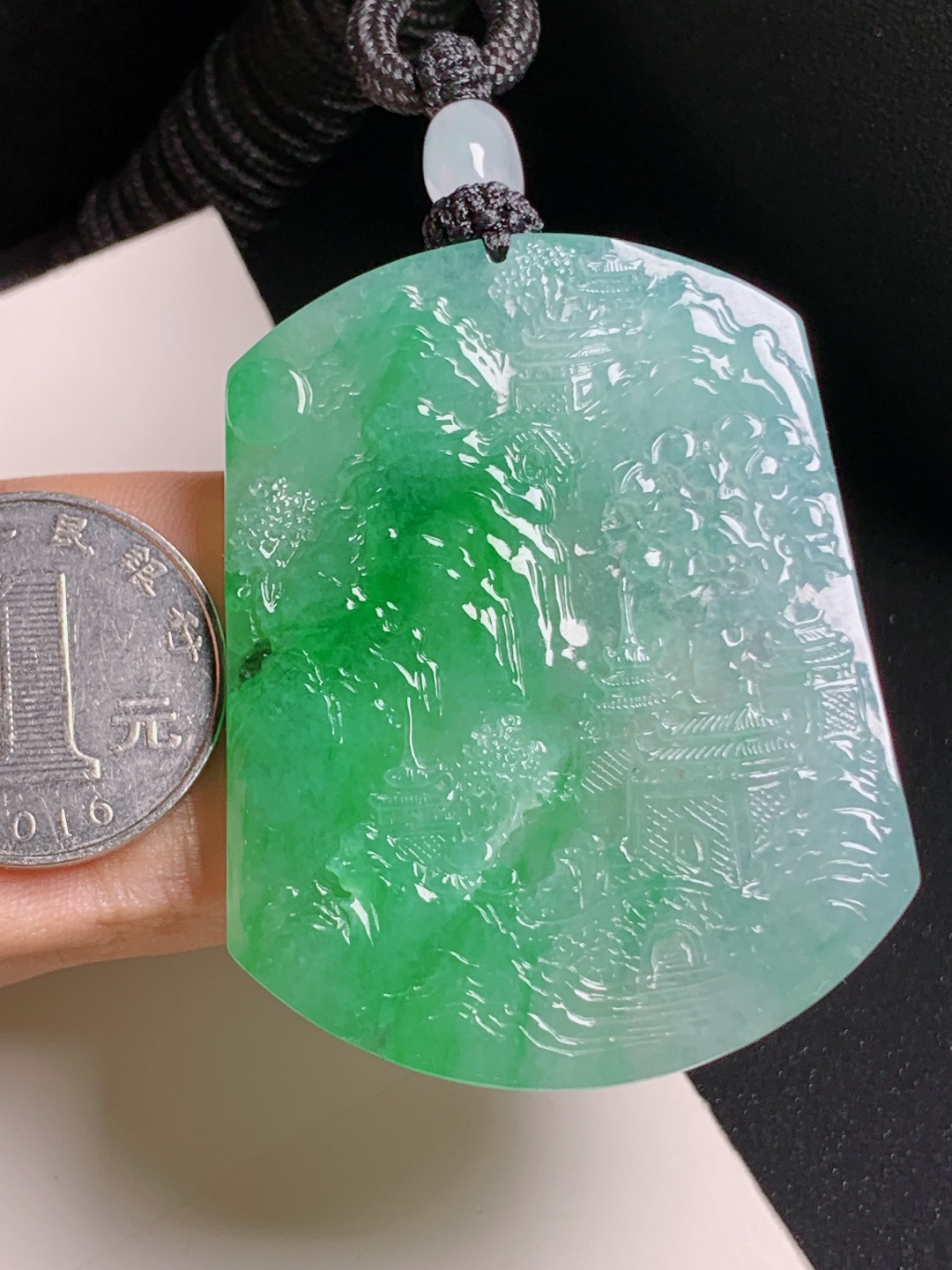 ️ 冰飘绿山水牌，冰润通透，层次立体，意境悠远