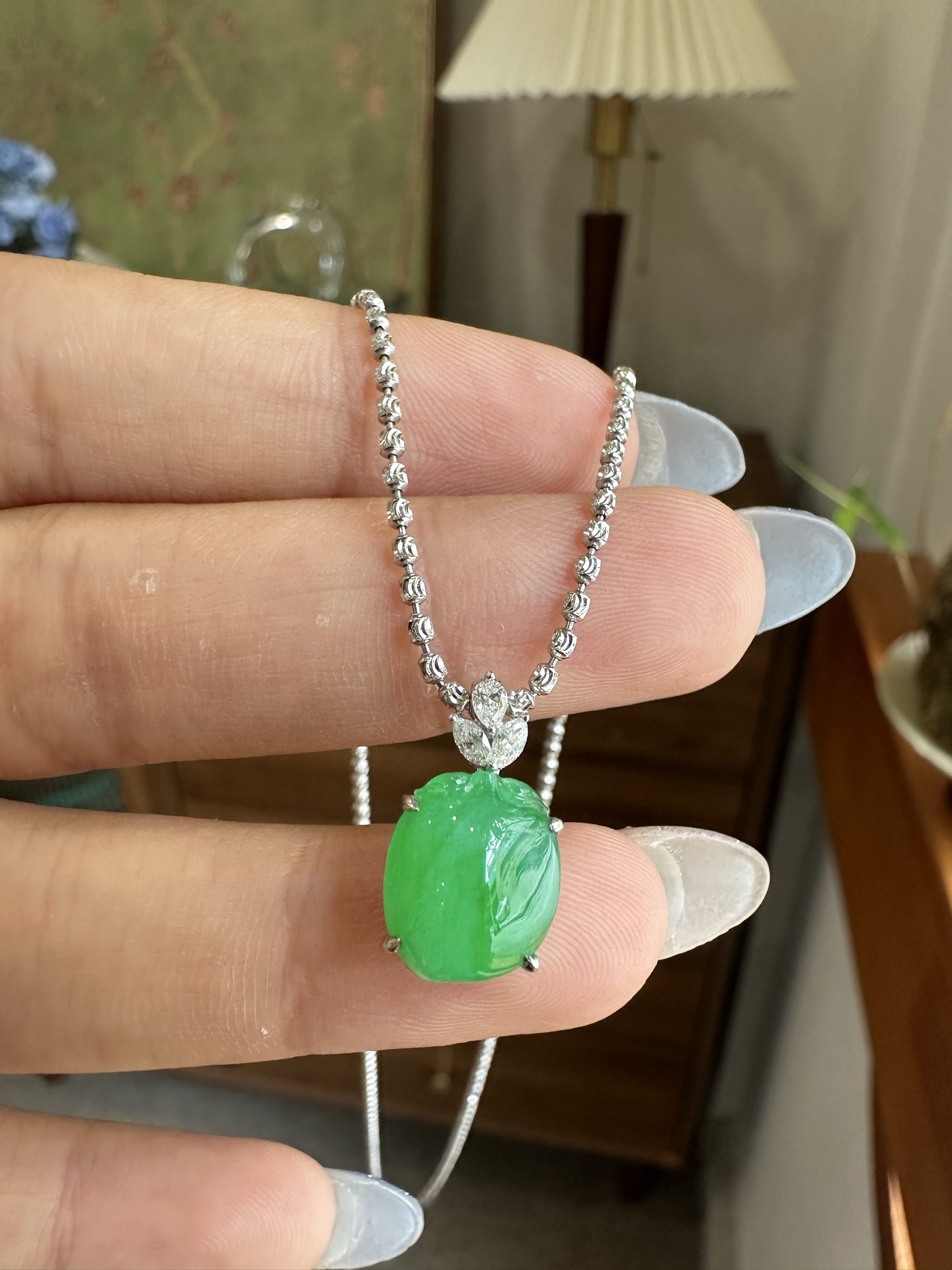 ️ 阳绿小福瓜项链，10.9-9.3-4.9