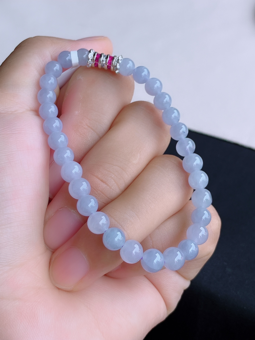 冰紫手串，晶莹剔透，尺寸6/自然光实拍