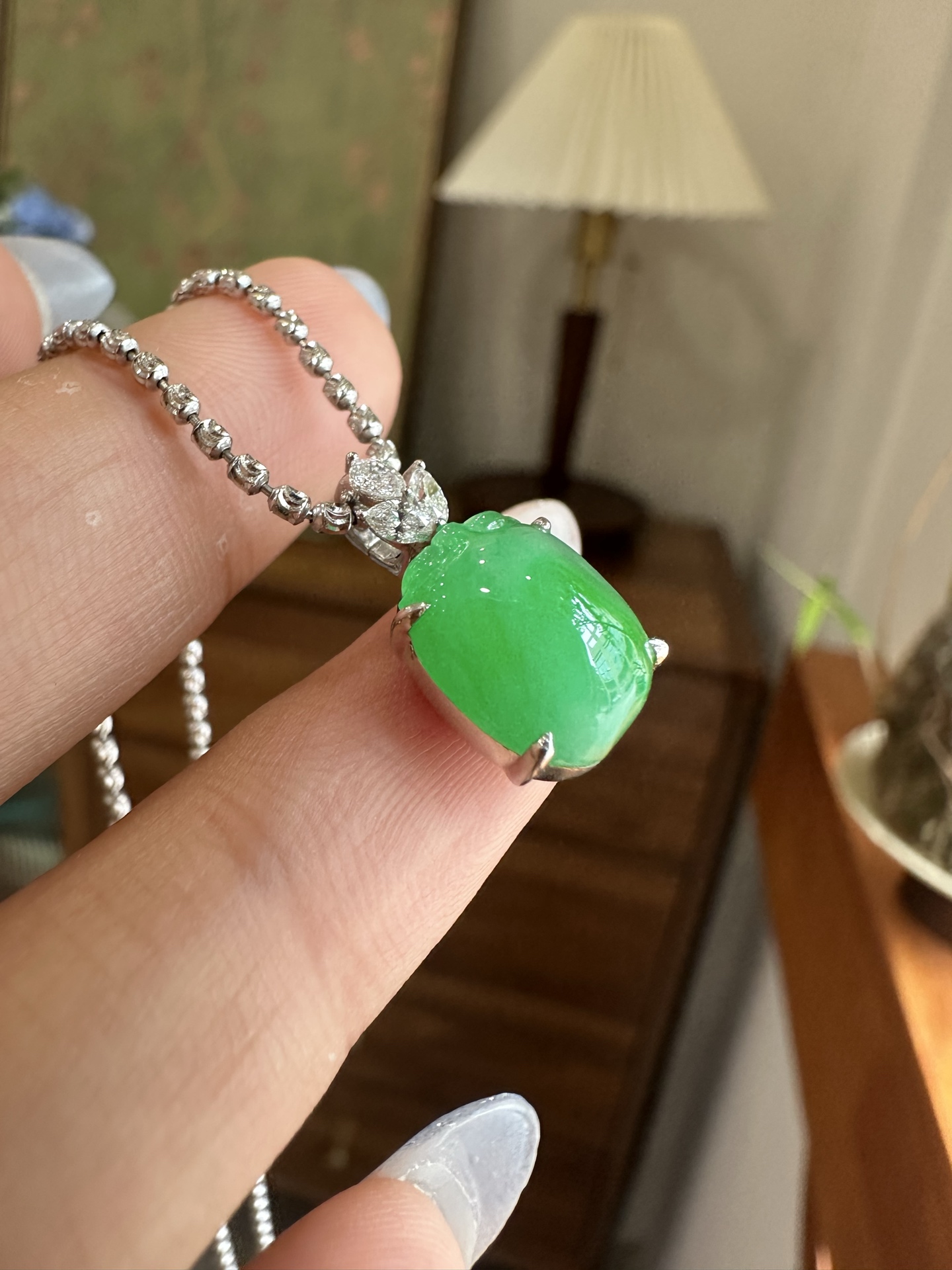 ️ 阳绿小福瓜项链，10.9-9.3-4.9