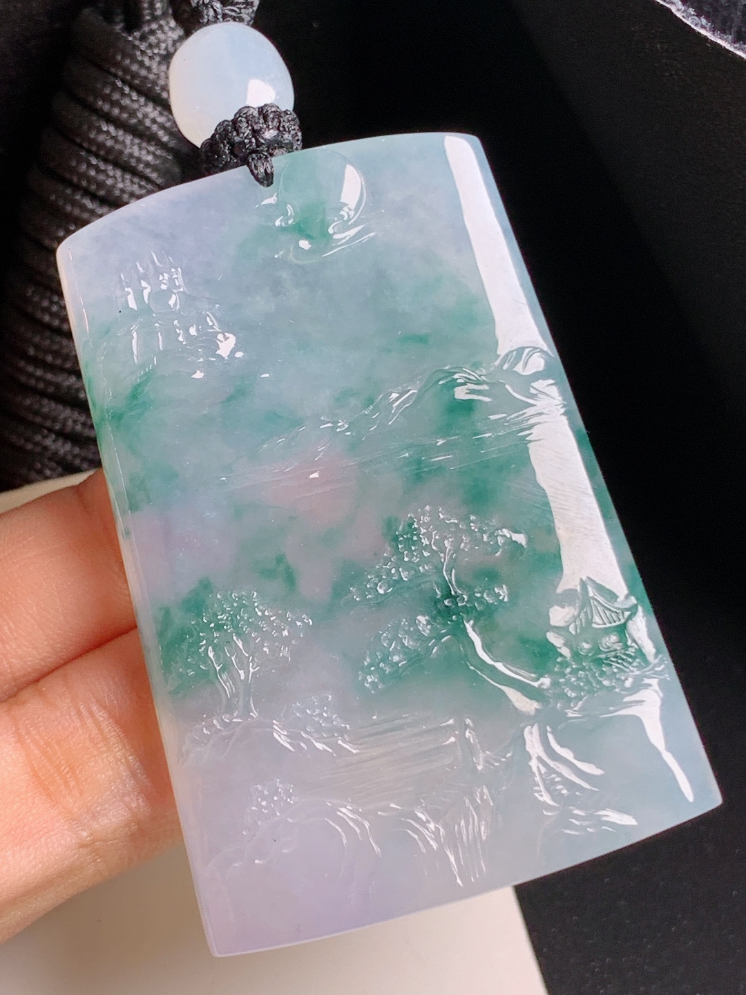 ️ 冰飘花山水牌挂件冰润飘翠，意境悠远，清雅大气
