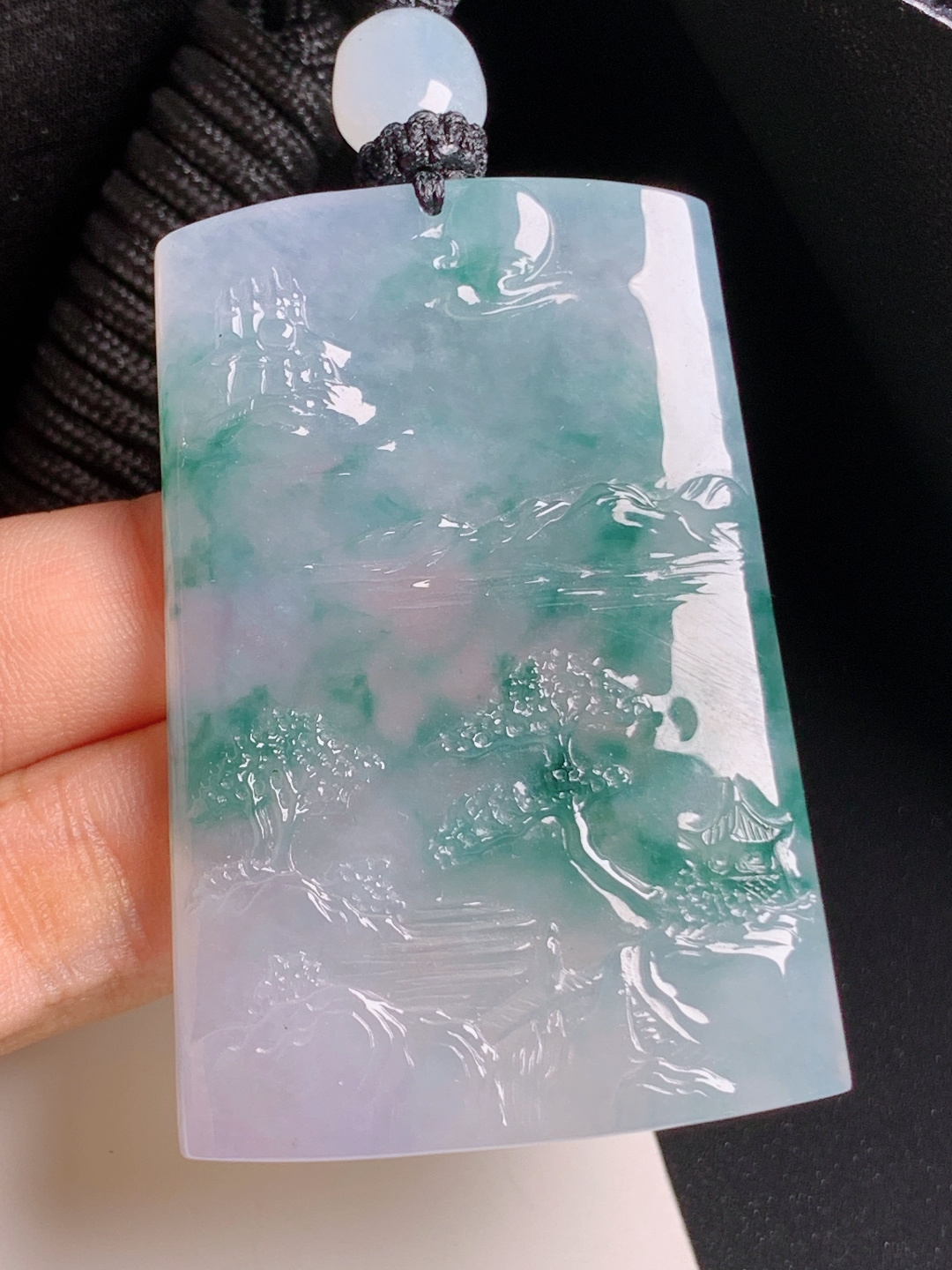 ️ 冰飘花山水牌挂件冰润飘翠，意境悠远，清雅大气