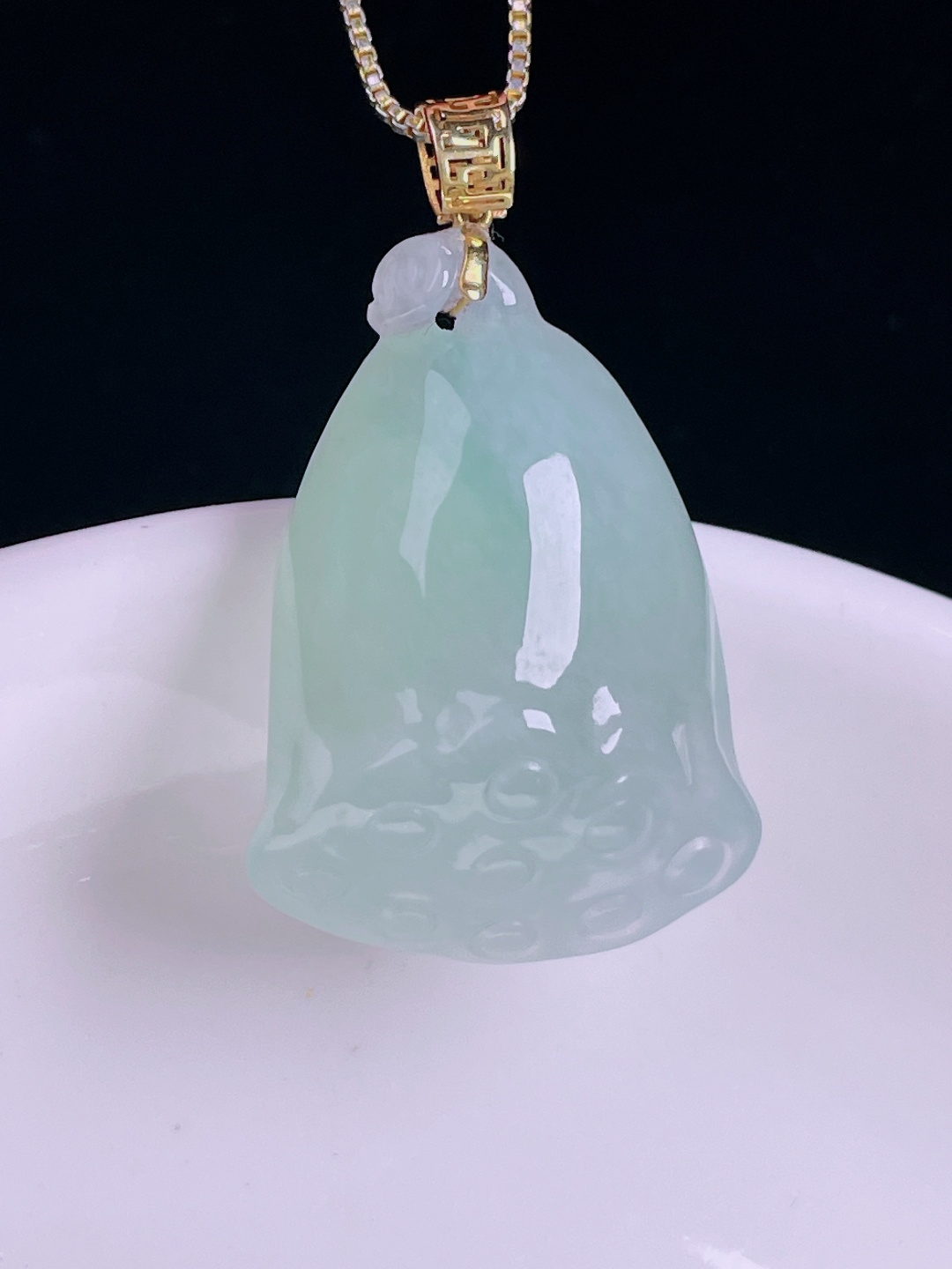 冰种莲藕，老种起光，细底通透，尺寸：34裸石28.8/20.2/11mm0815