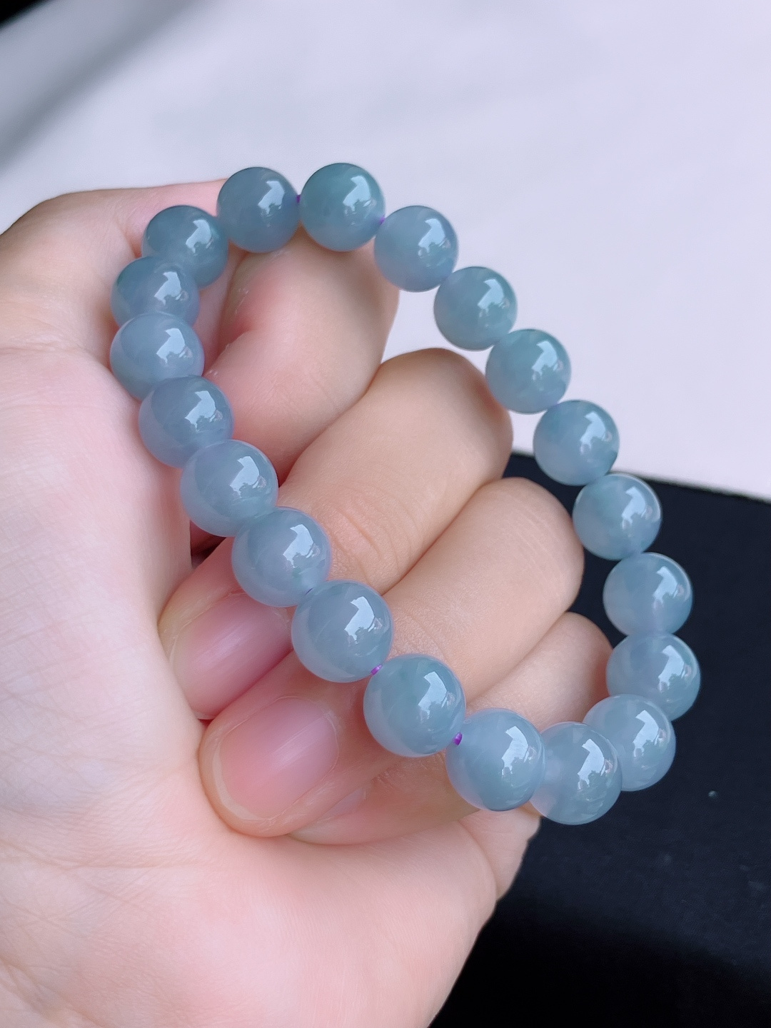 冰紫底手串，晶莹剔透，尺寸10/自然光实拍
