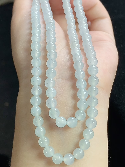 冰种玉珠项链，尺寸5.1-6.1mm，108颗，D15xtg