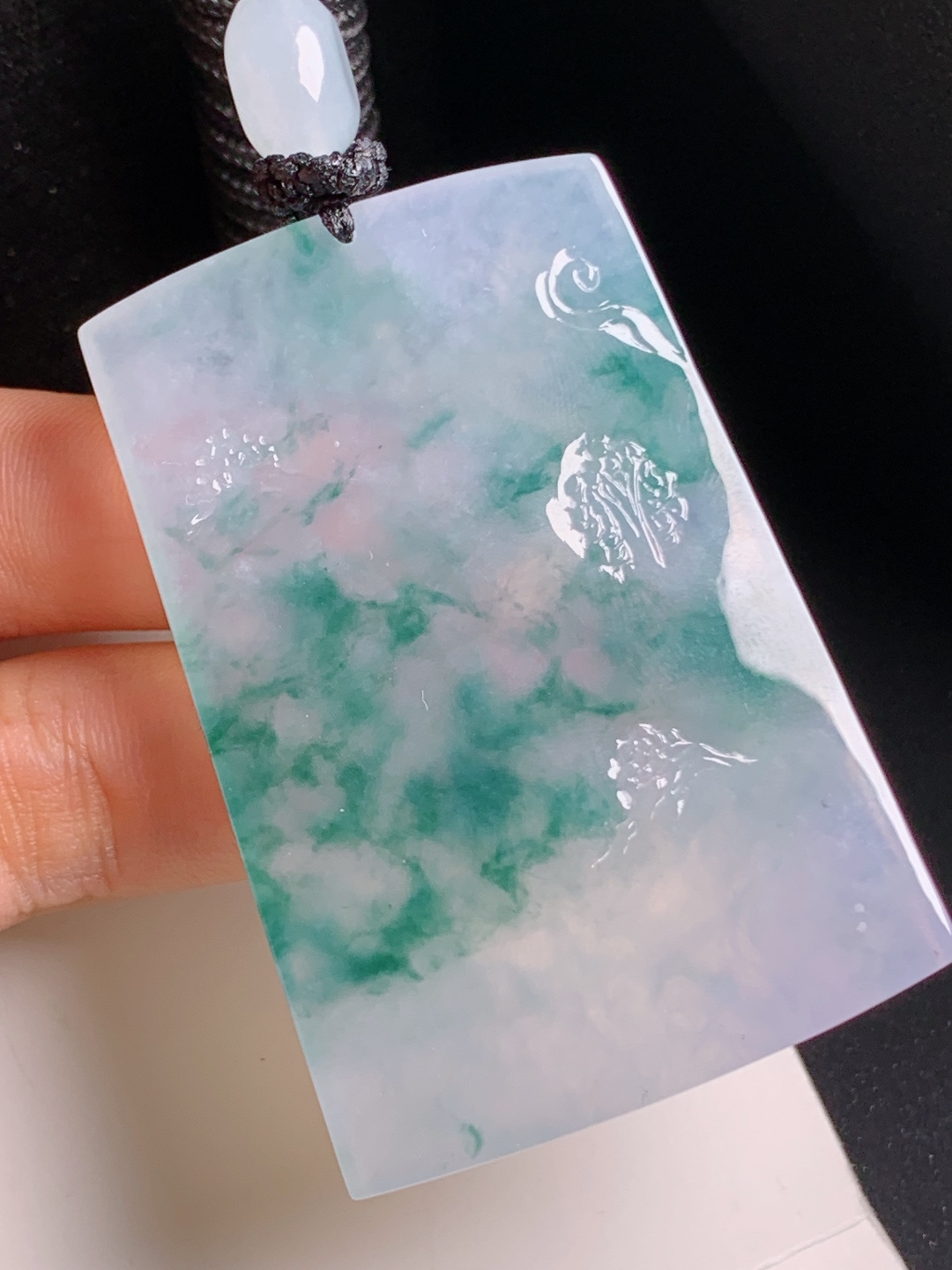 ️ 冰飘花山水牌挂件冰润飘翠，意境悠远，清雅大气