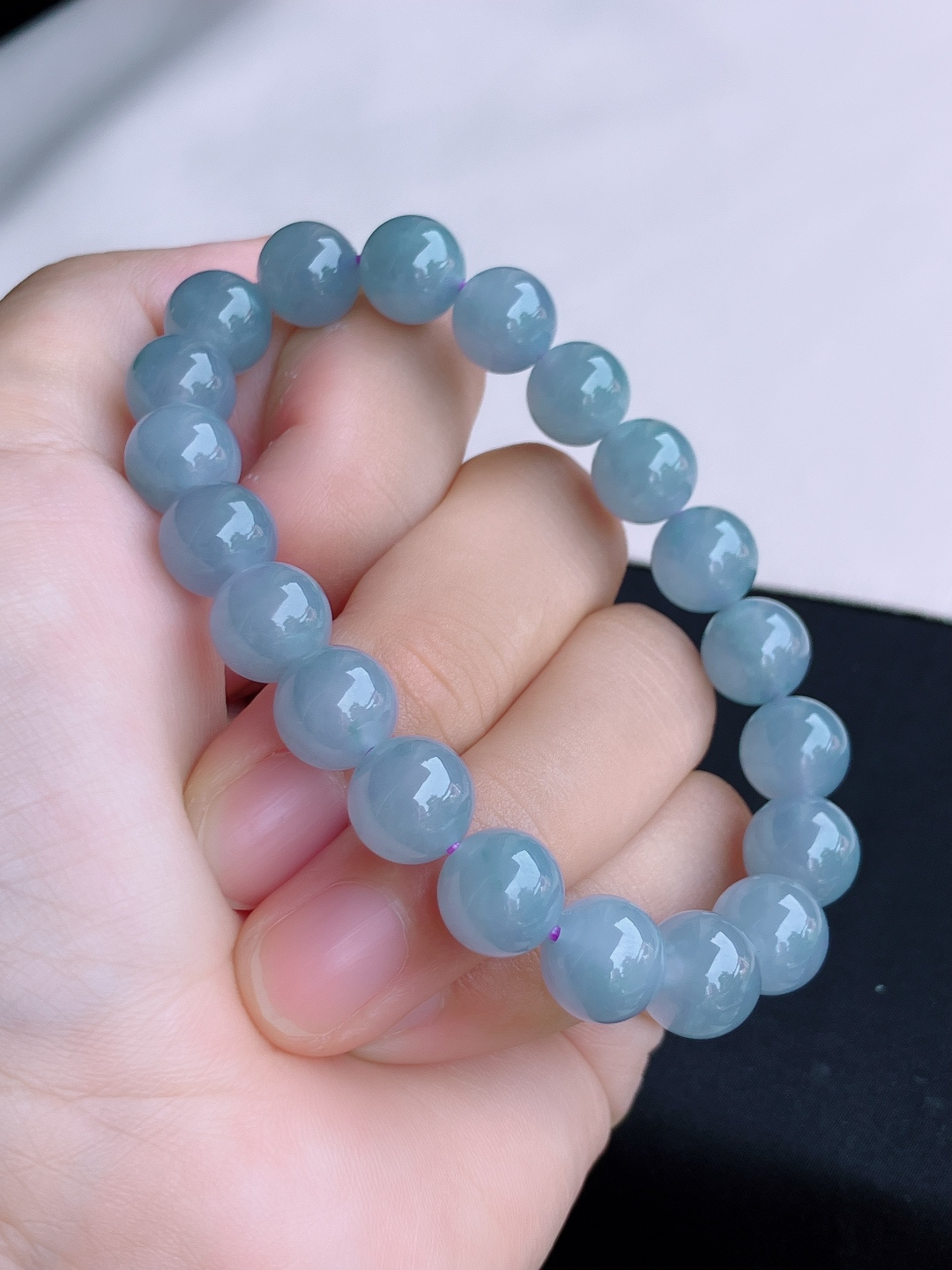 冰紫底手串，晶莹剔透，尺寸10/自然光实拍