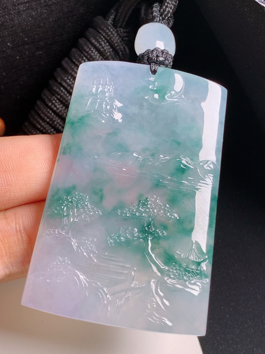 ️ 冰飘花山水牌挂件冰润飘翠，意境悠远，清雅大气