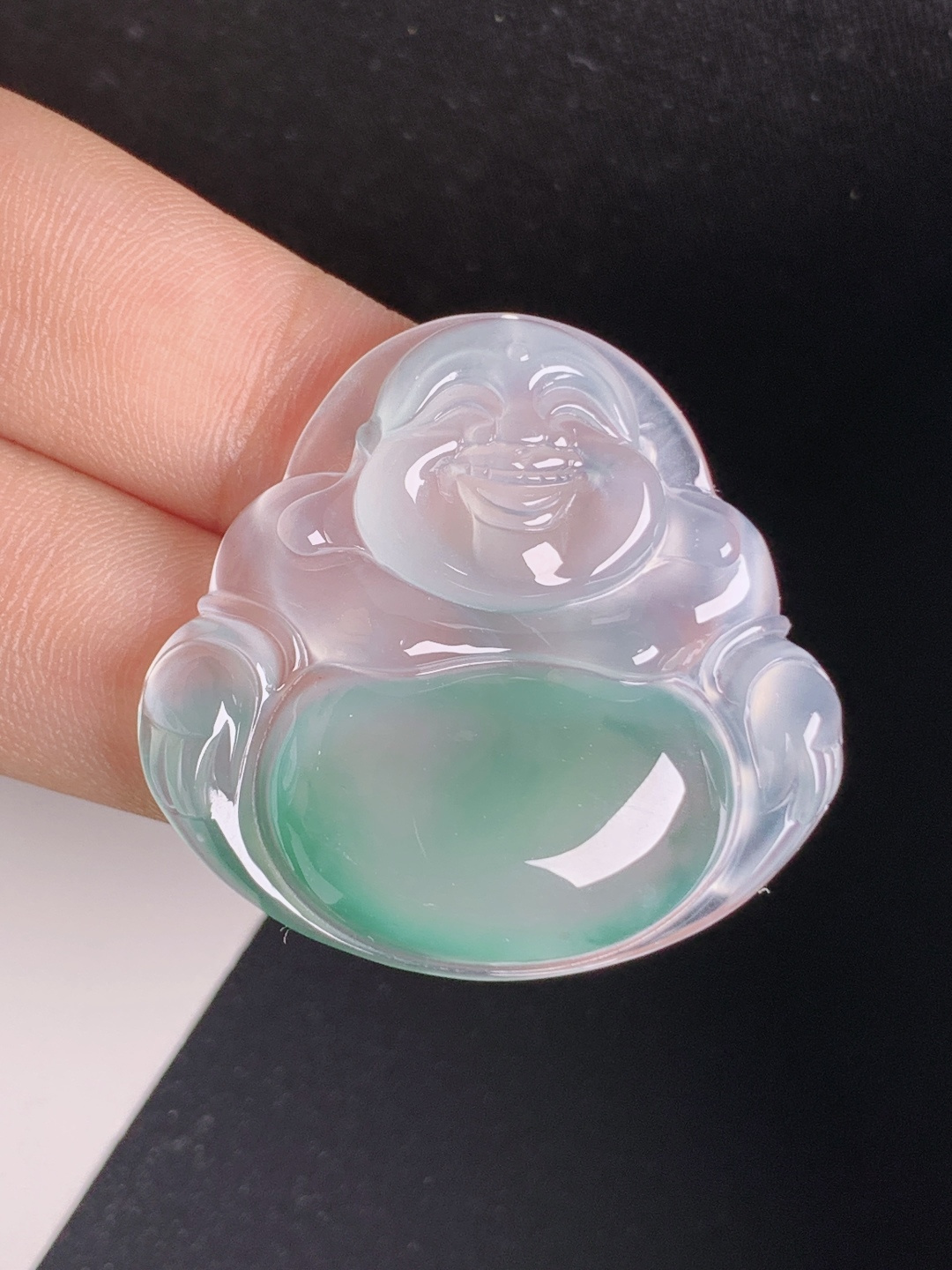 ️ 冰种飘花佛公，水润透亮，笑态可亲，喜乐常伴