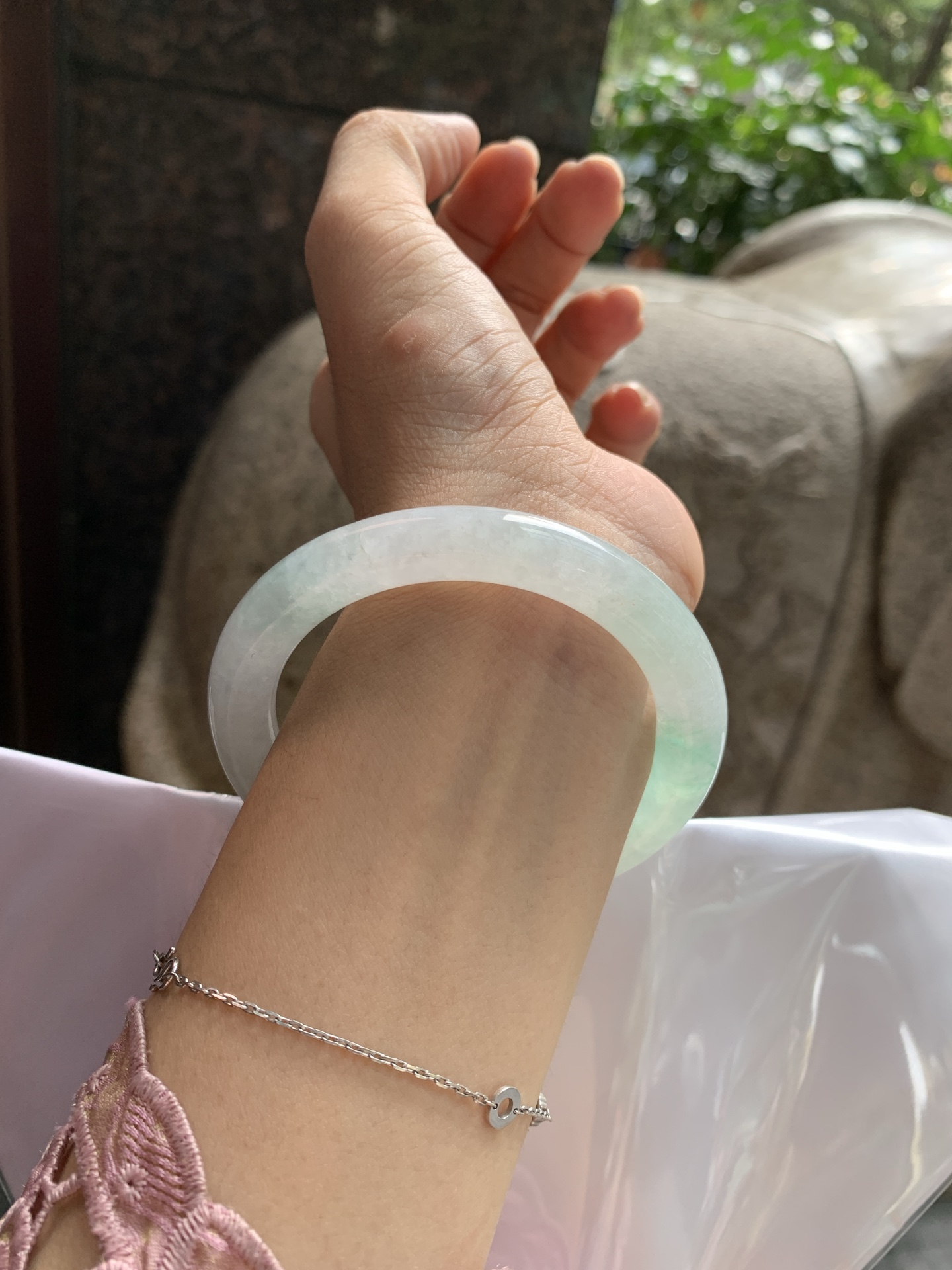 飘绿花圆条 0815-N1349 打灯细纹，断纹，不扣手