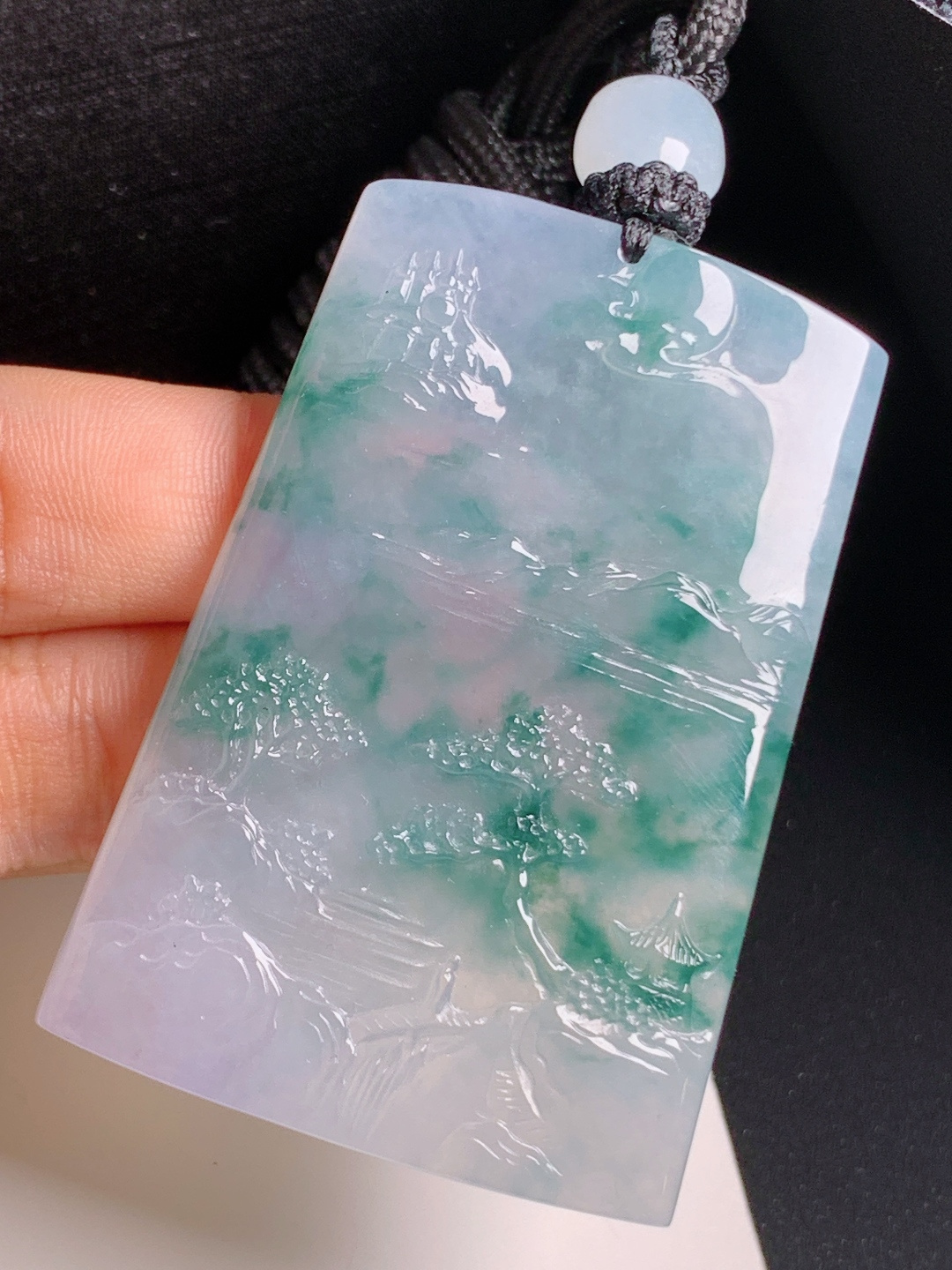 ️ 冰飘花山水牌挂件冰润飘翠，意境悠远，清雅大气