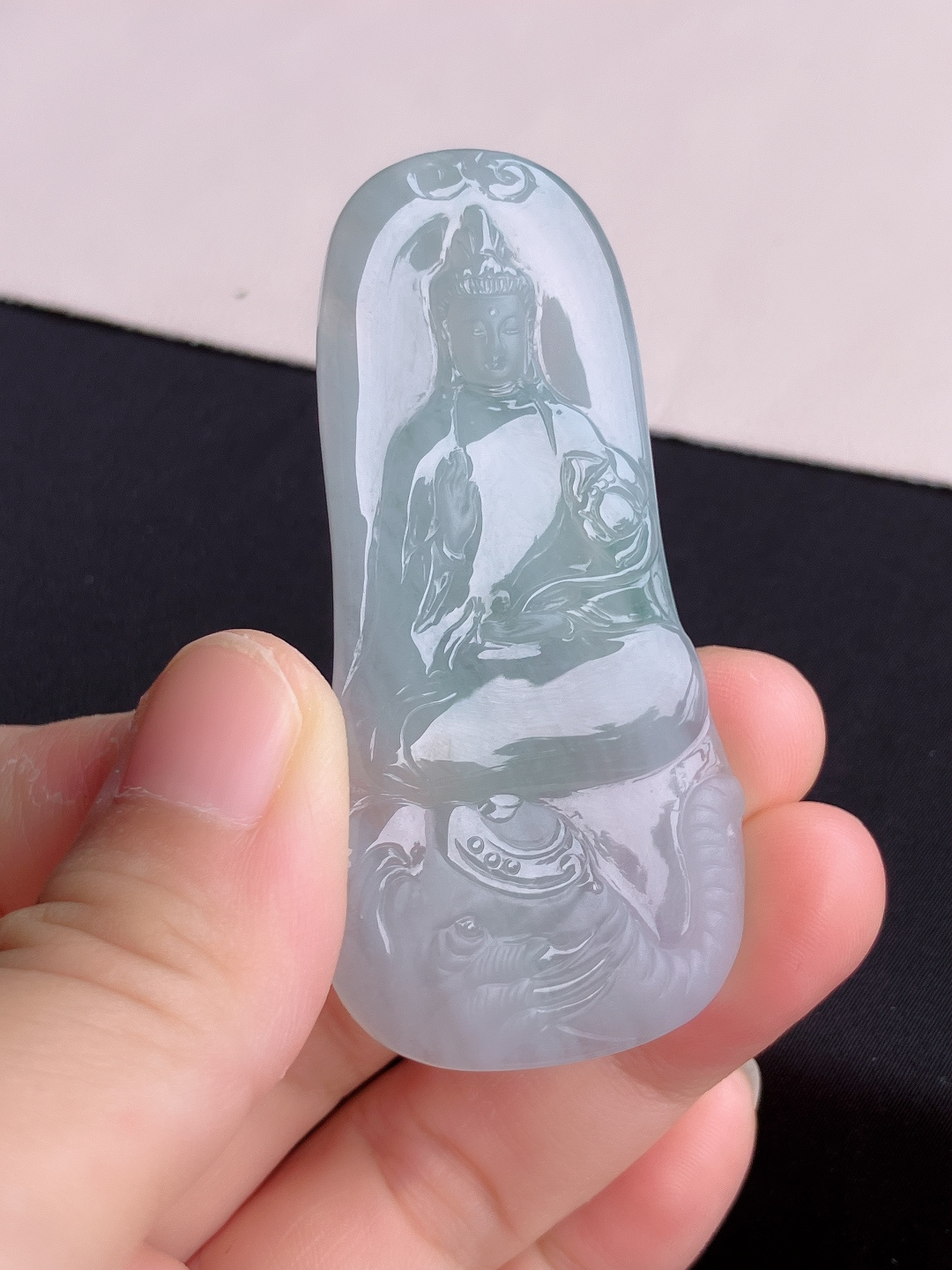 ️底色普贤菩萨，晶莹剔透，尺寸65/32/5.6/自然光实拍