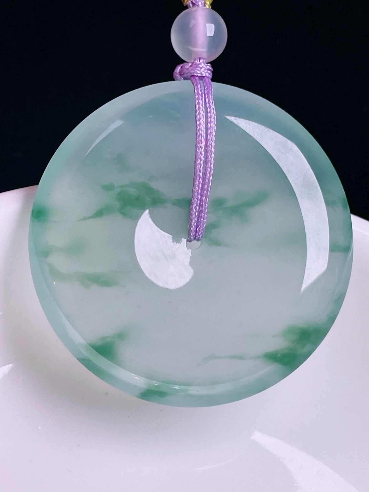 ️飘花平安扣，老种起光，细底通透，尺寸：36/6.3mm0816