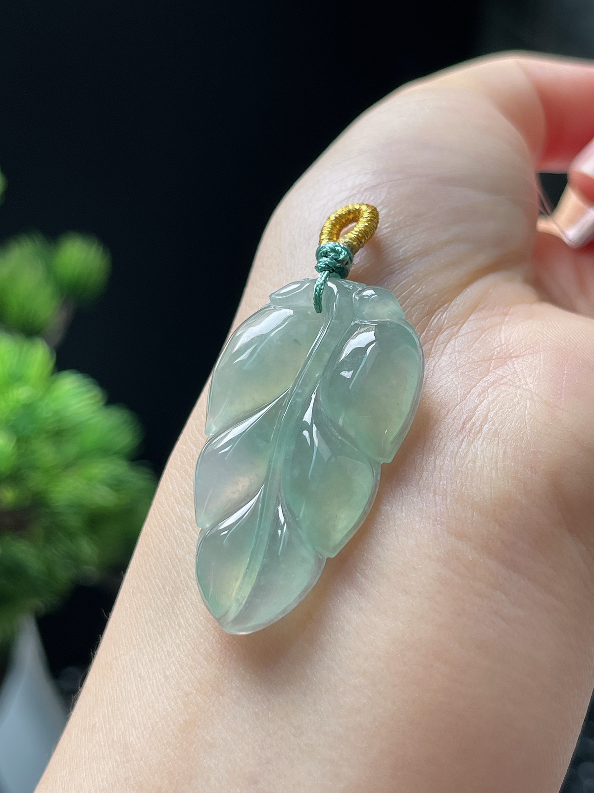 翡翠冰糯种绿色叶子