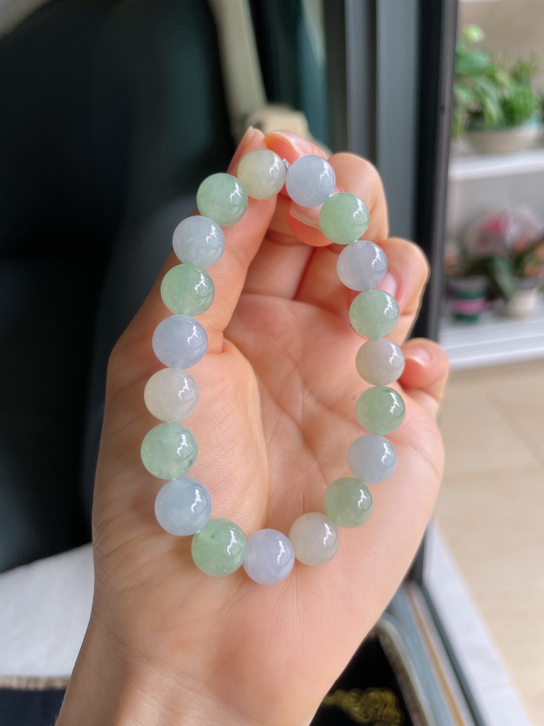 缅甸天然翡翠A货，冰种多宝手串，尺寸：10mm。【编3768】